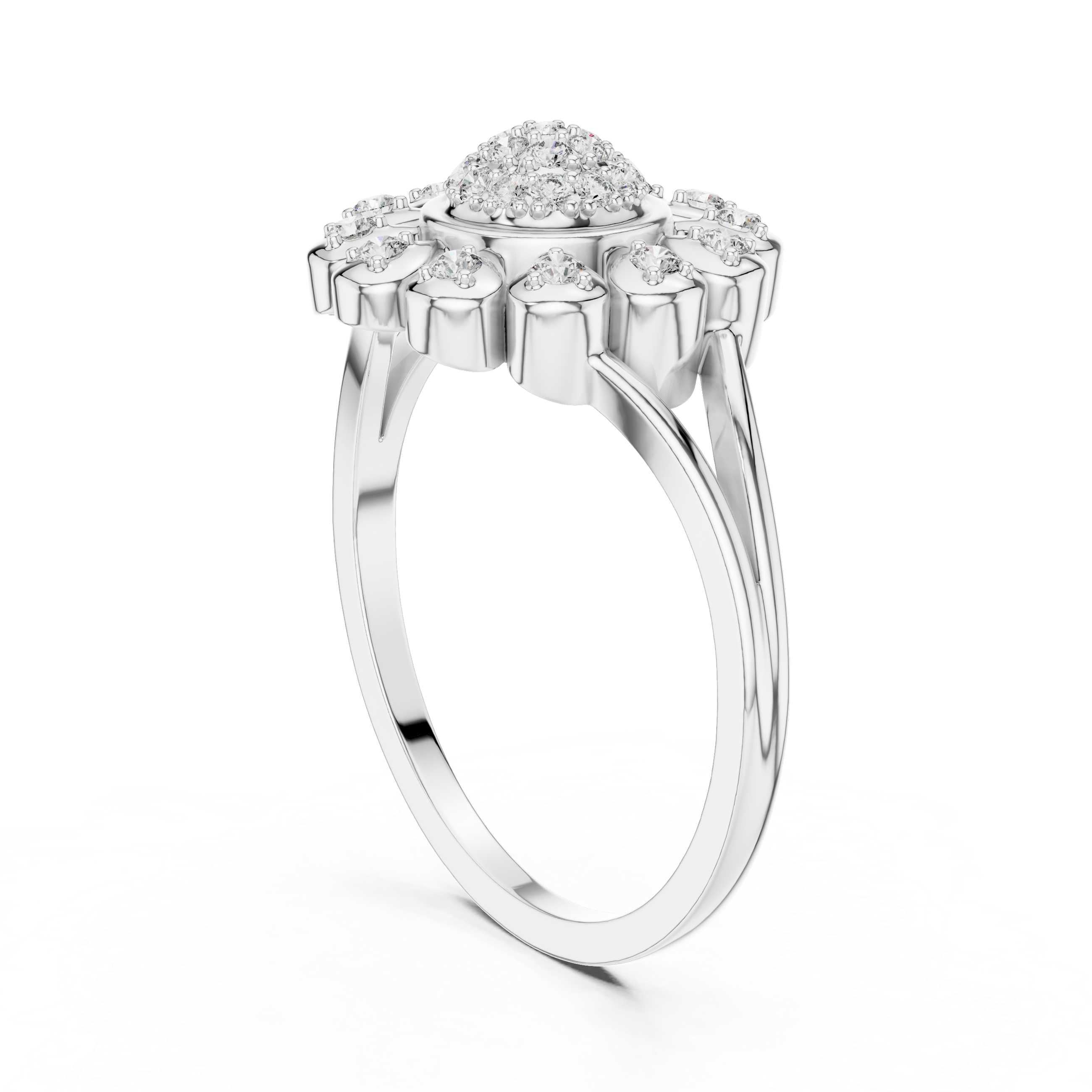 Sunburst Diamond Cluster Ring
