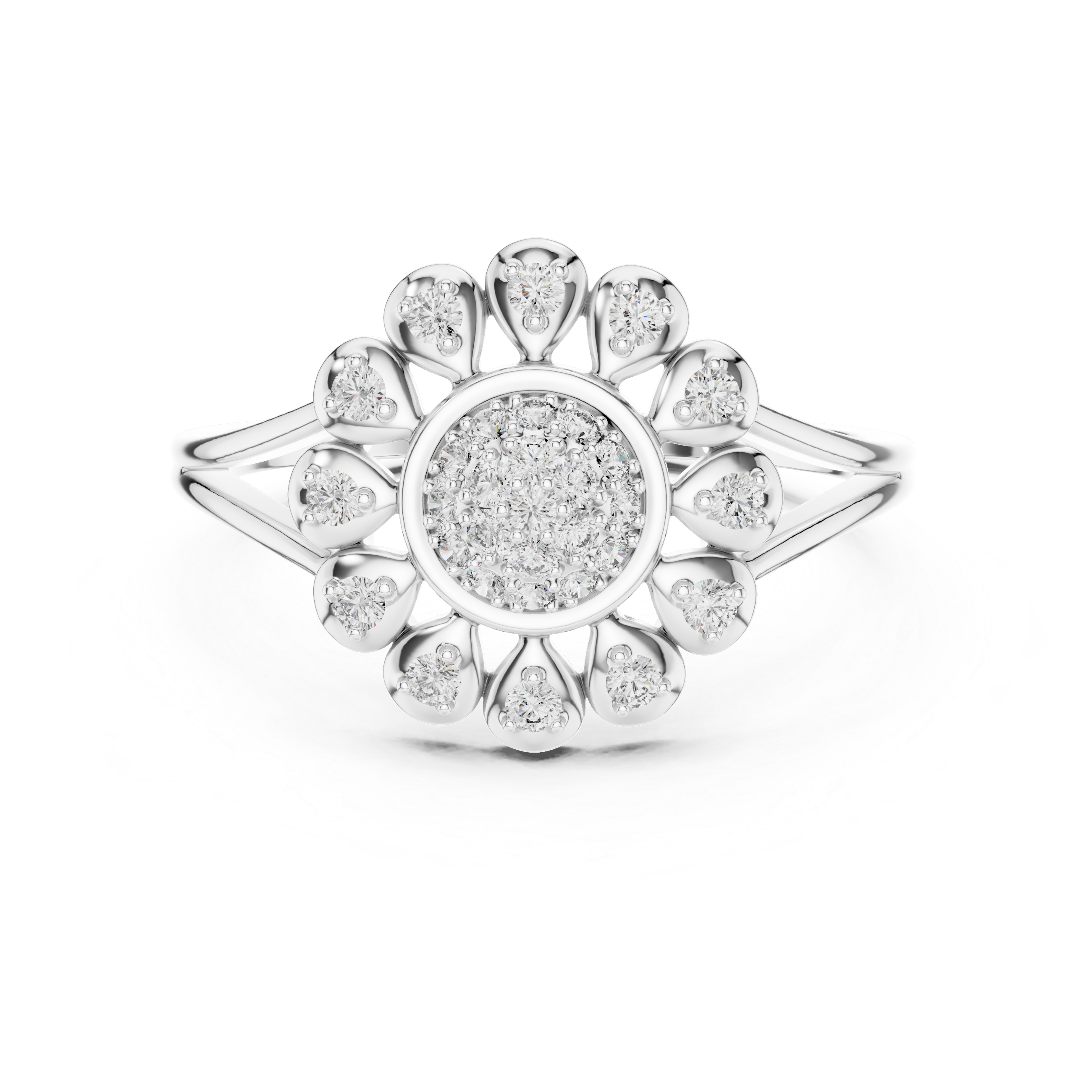 Sunburst Diamond Cluster Ring