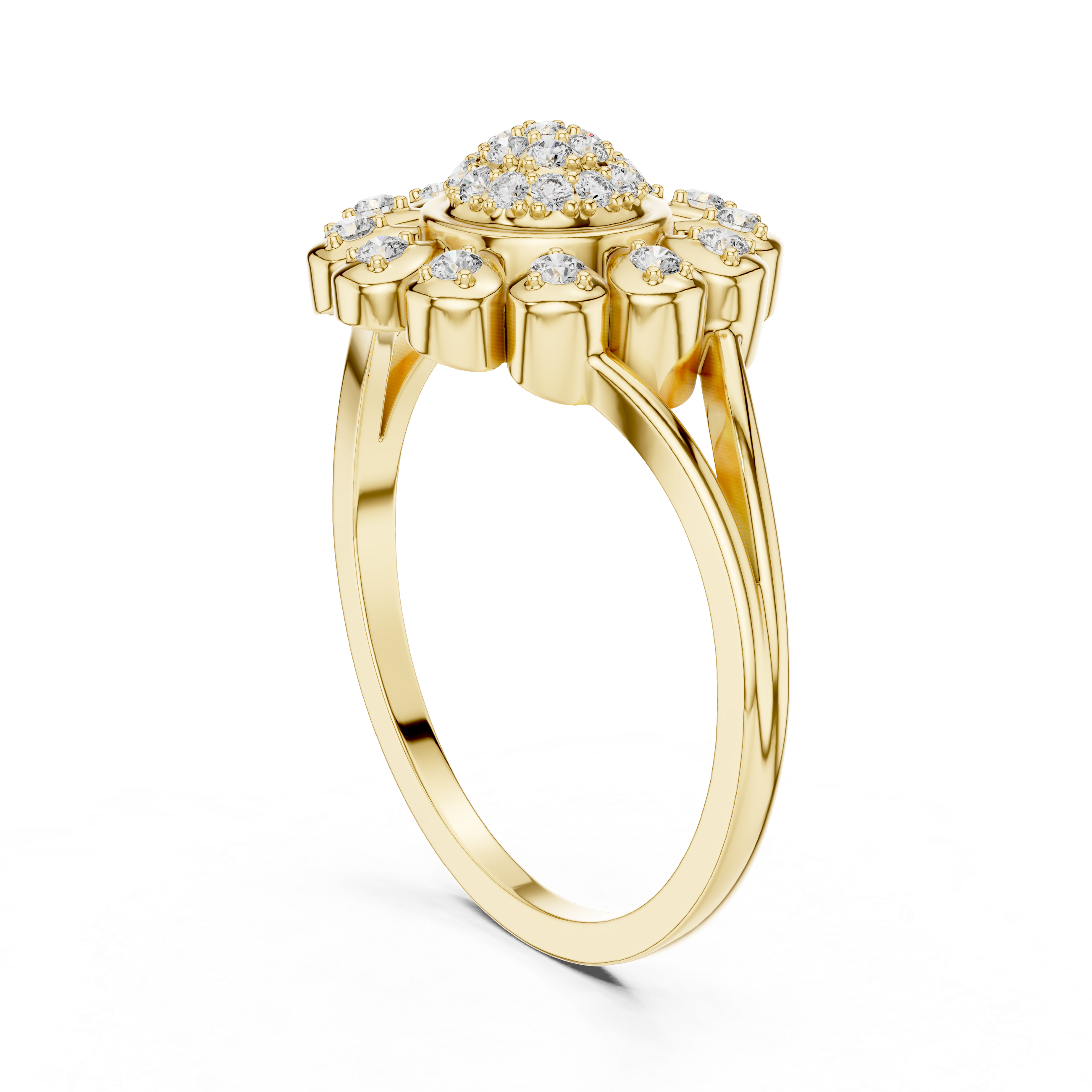 Sunburst Diamond Cluster Ring