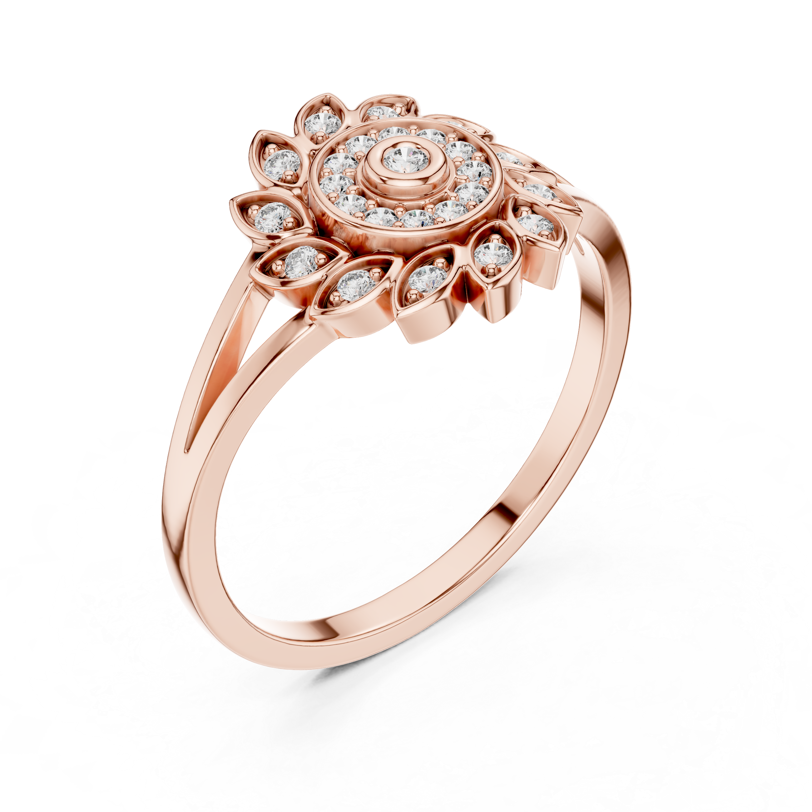 Sunflower Halo Diamond Ring