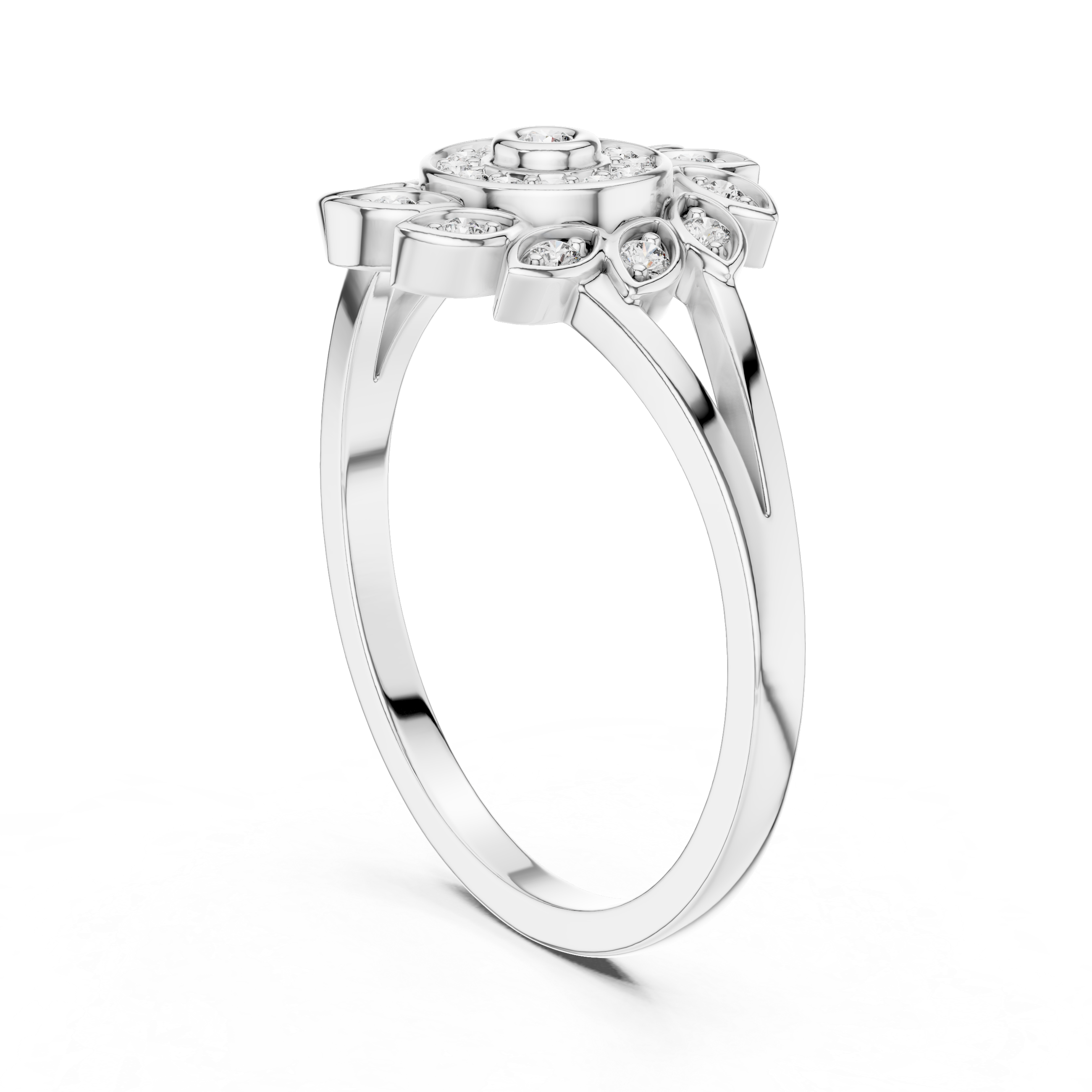 Sunflower Halo Diamond Ring
