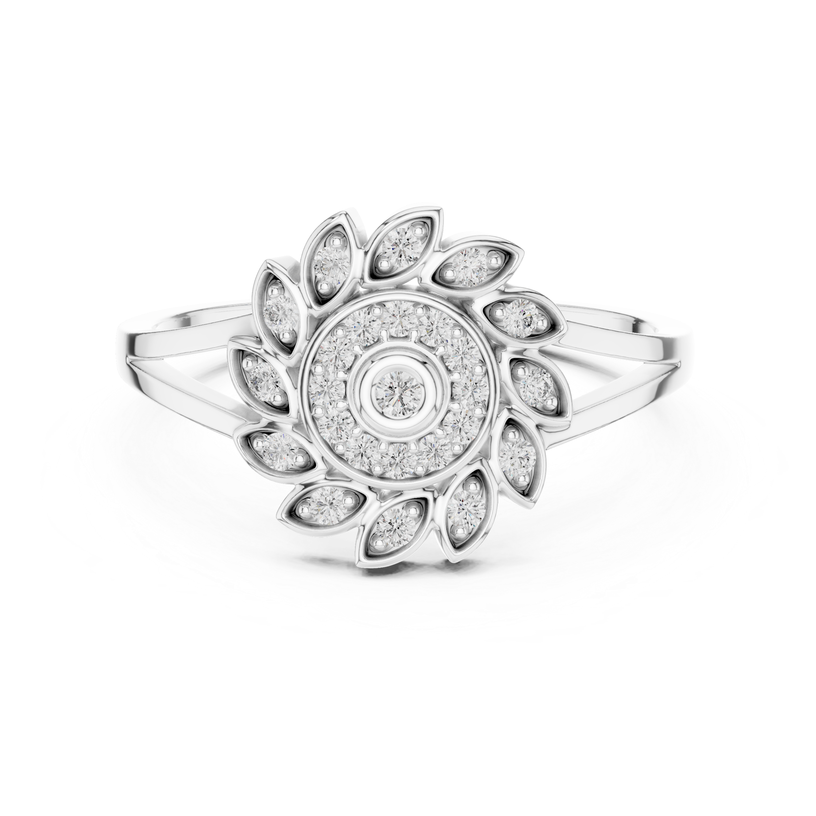 Sunflower Halo Diamond Ring