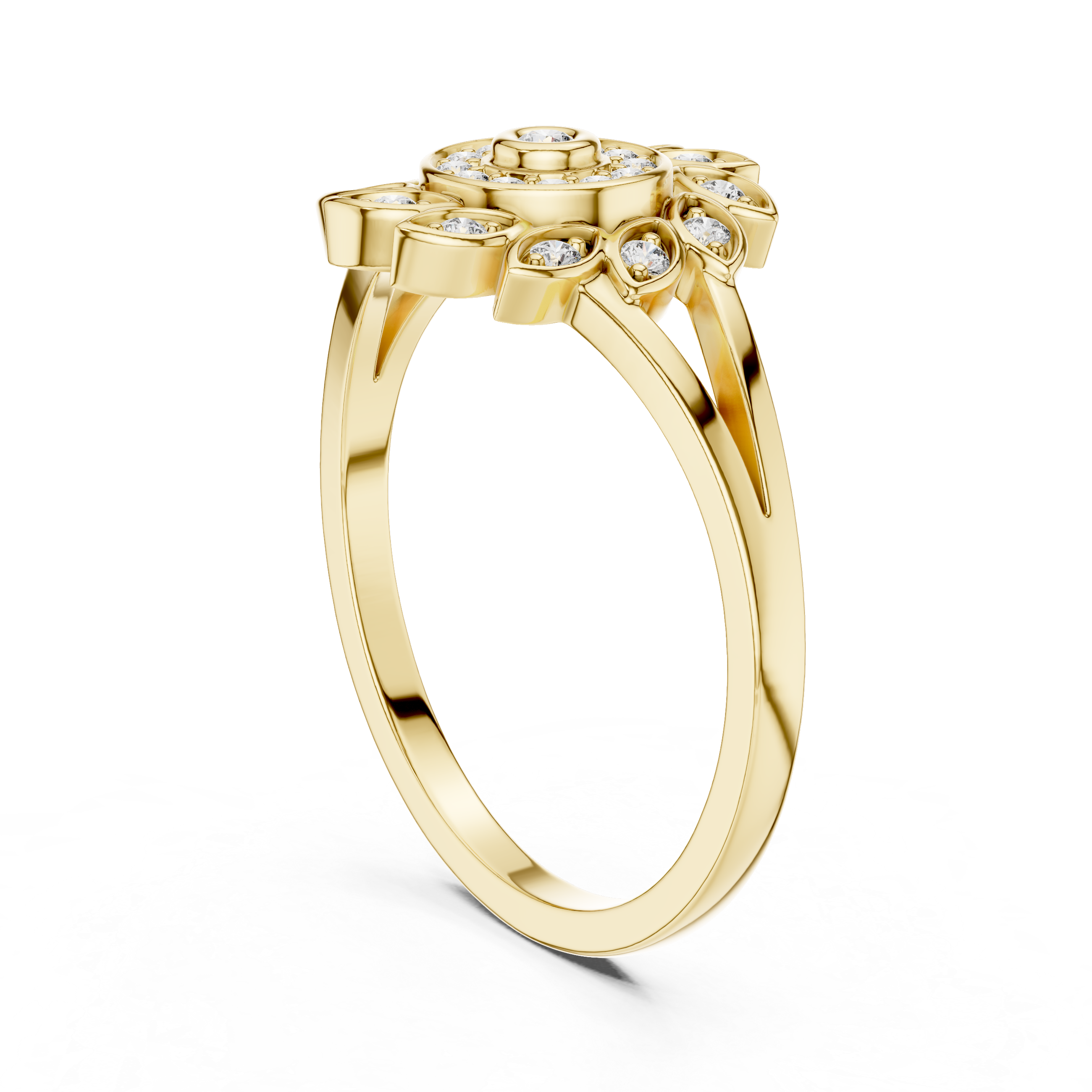 Sunflower Halo Diamond Ring