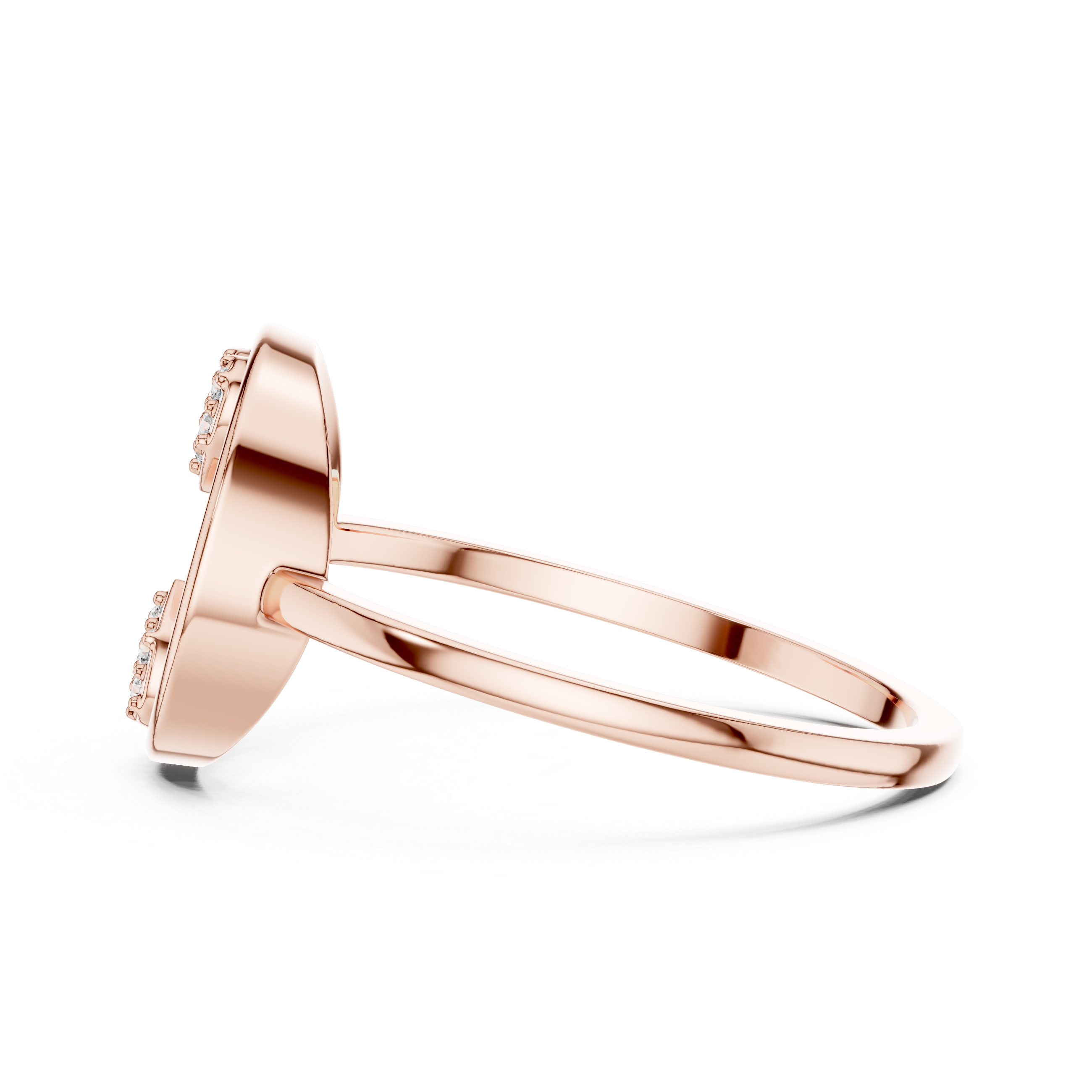 Open Circle Double Heart Diamond Ring