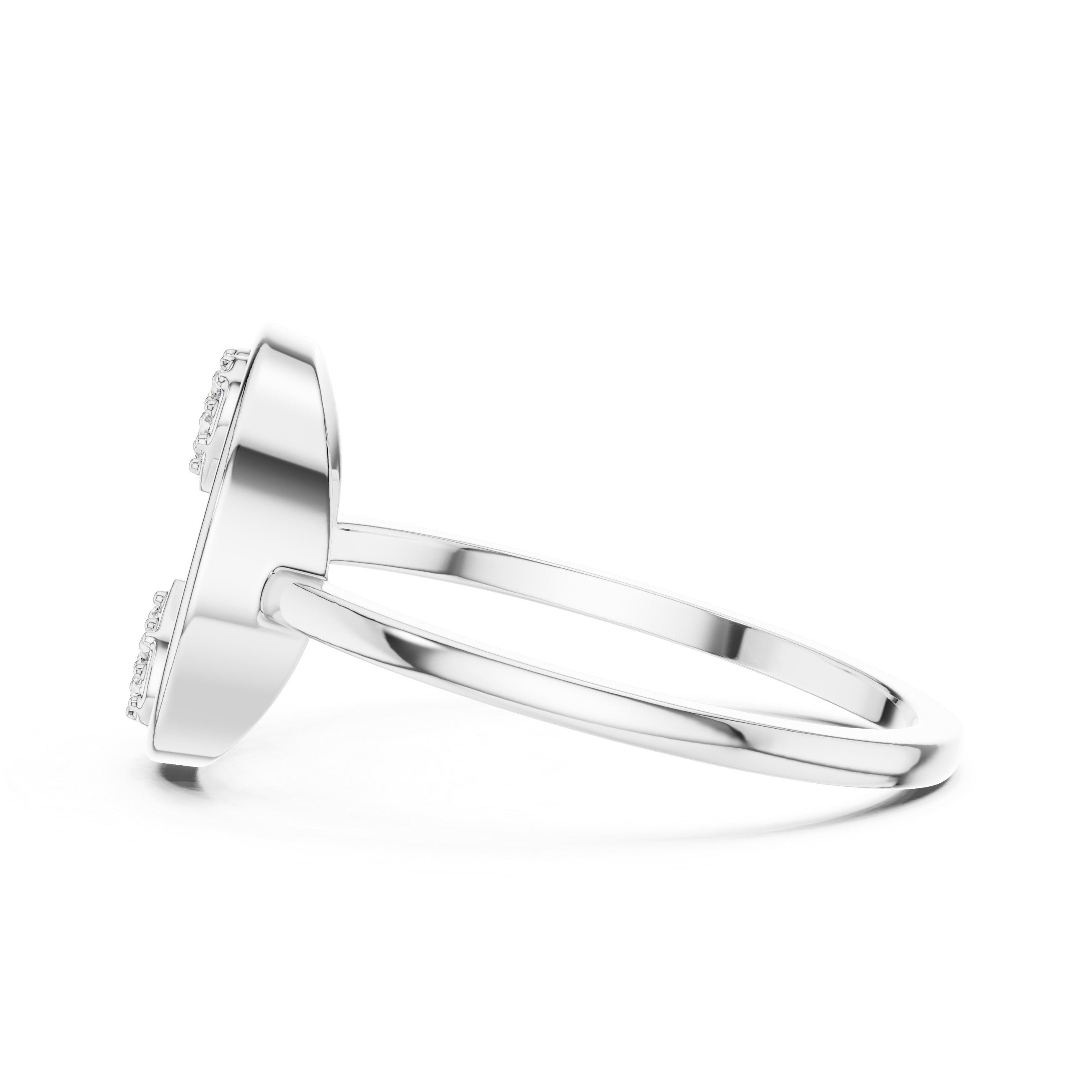 Open Circle Double Heart Diamond Ring