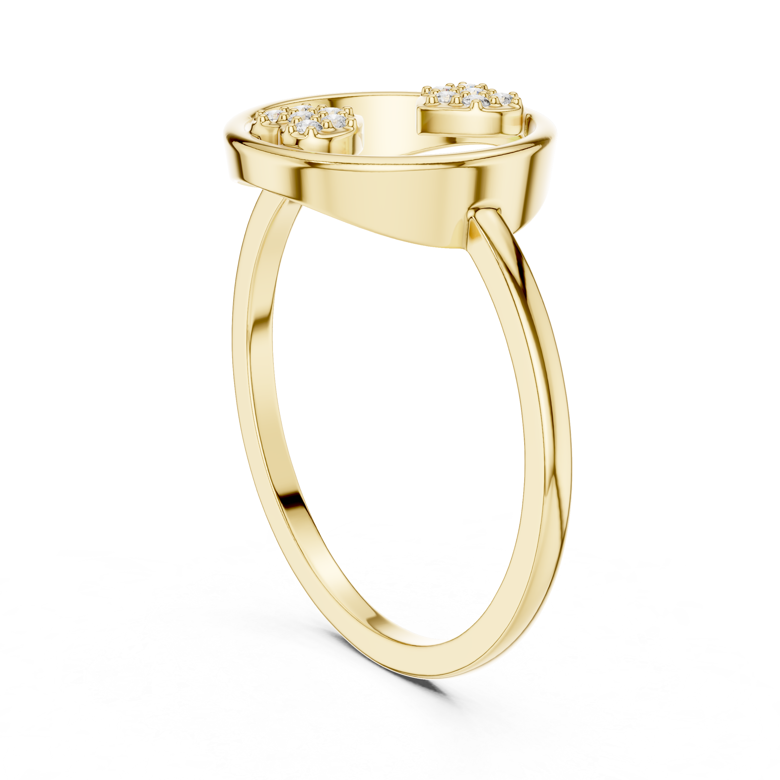 Open Circle Double Heart Diamond Ring