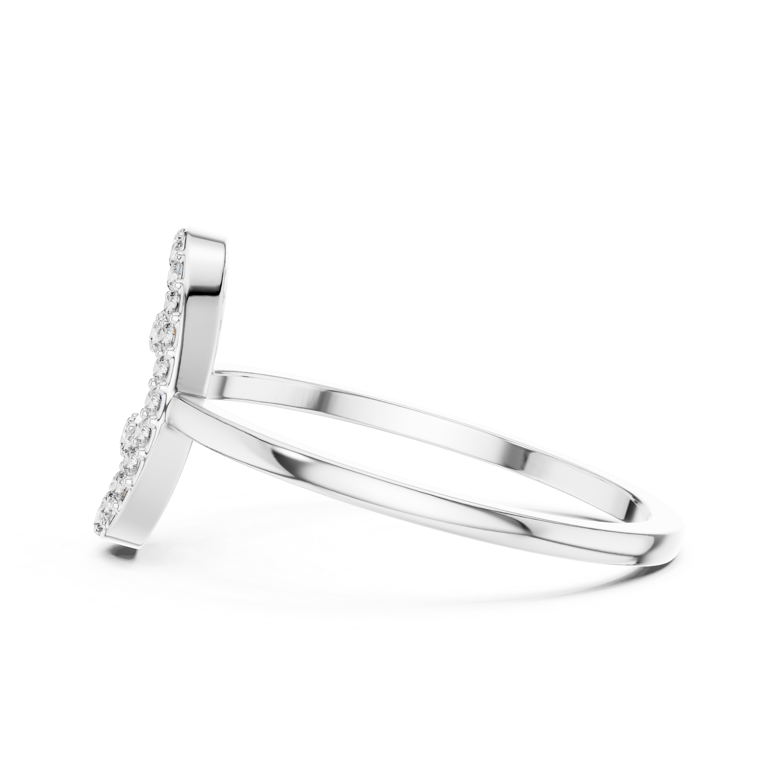 Oval Halo Diamond Ring – Open Center Double Bar Pavé Statement Ring