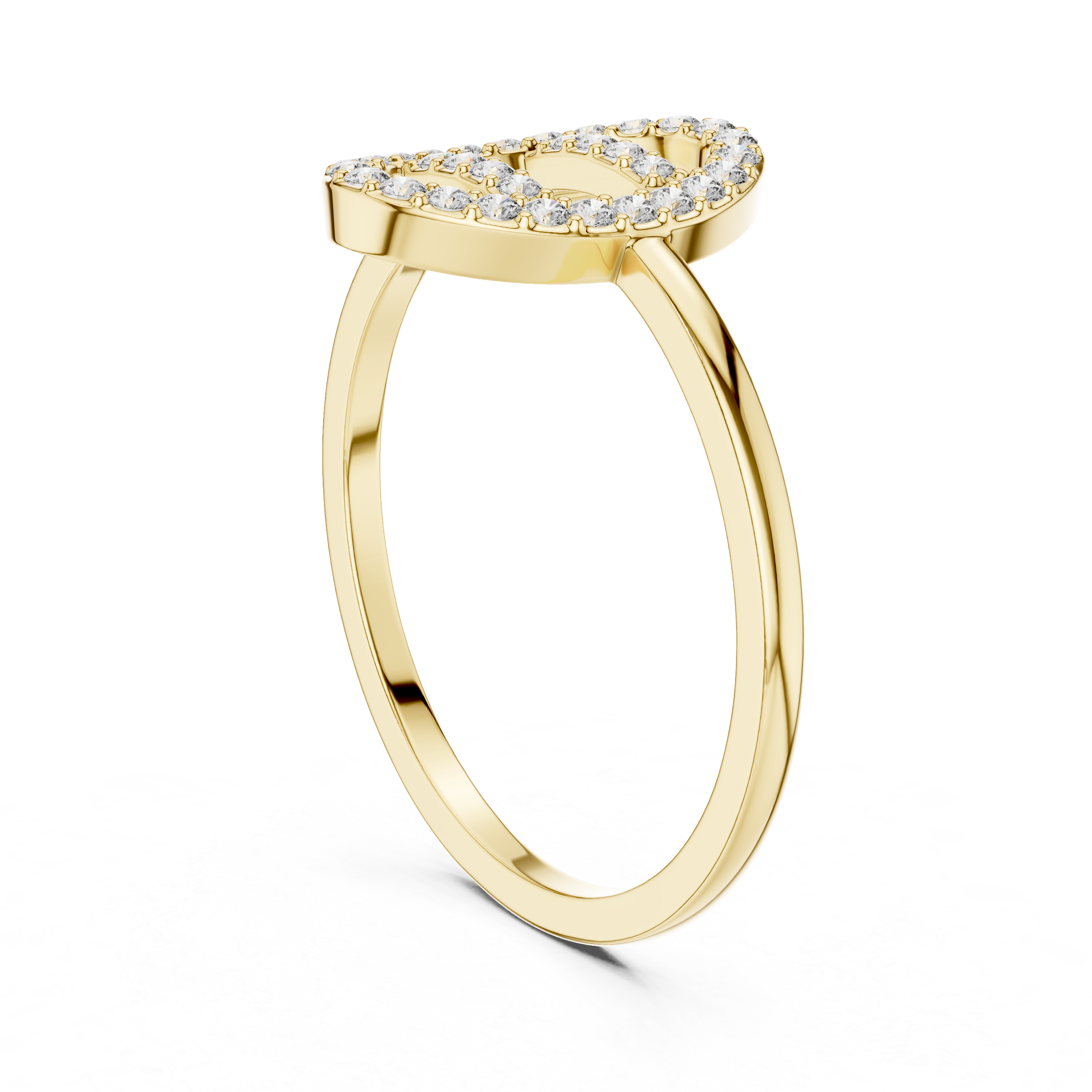 Oval Halo Diamond Ring – Open Center Double Bar Pavé Statement Ring