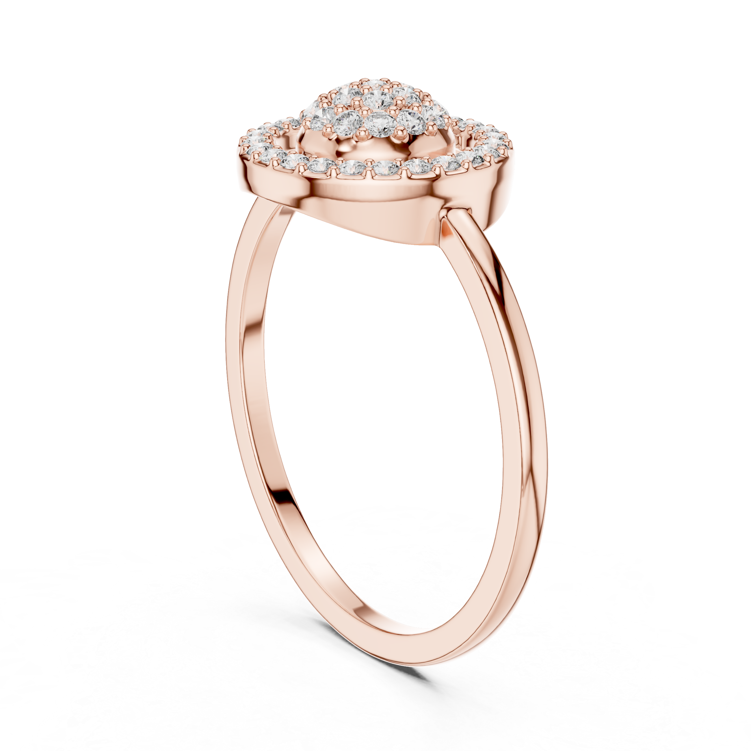 Round Diamond Cluster Halo Ring – Double Circle Pavé Diamond Statement Ring