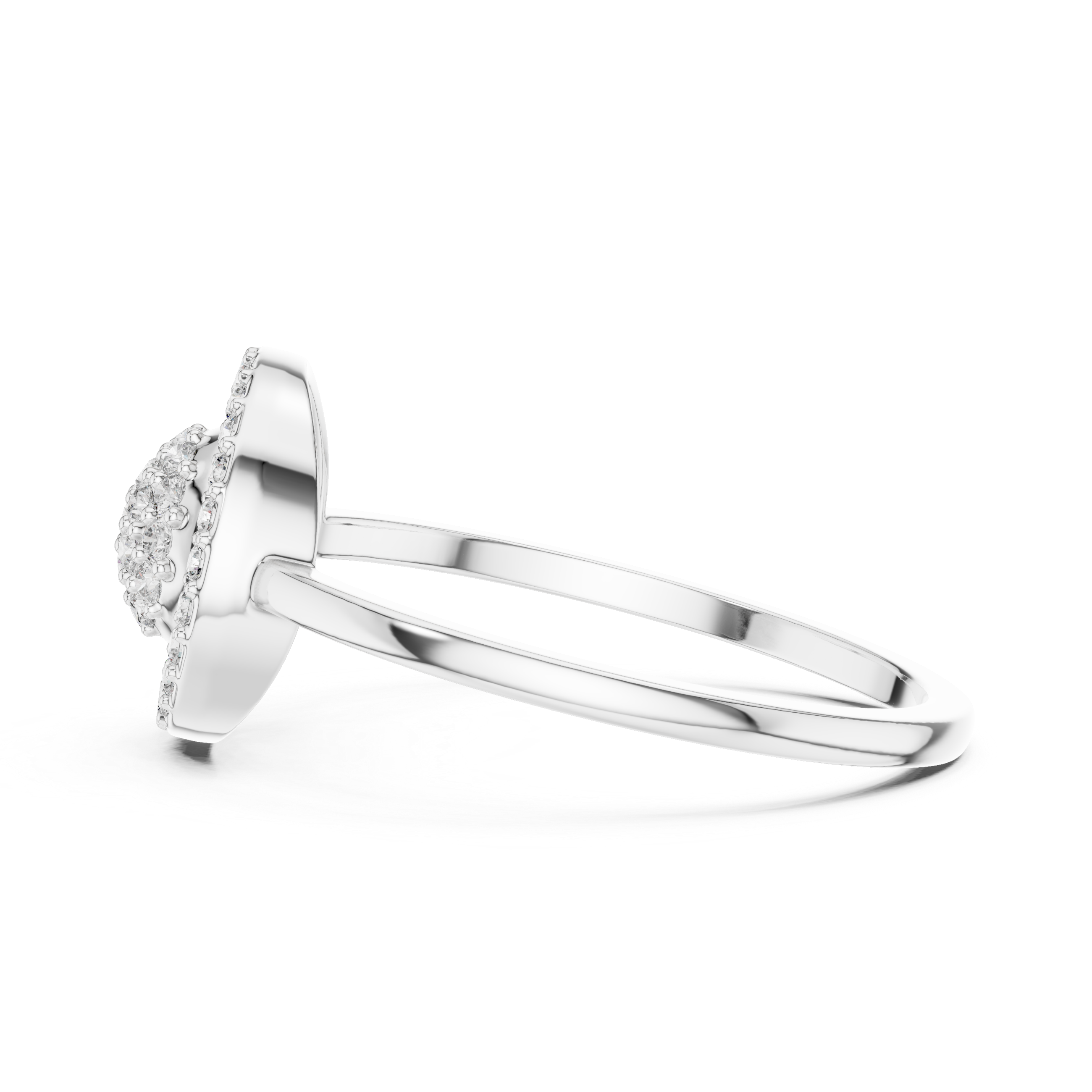 Round Diamond Cluster Halo Ring – Double Circle Pavé Diamond Statement Ring