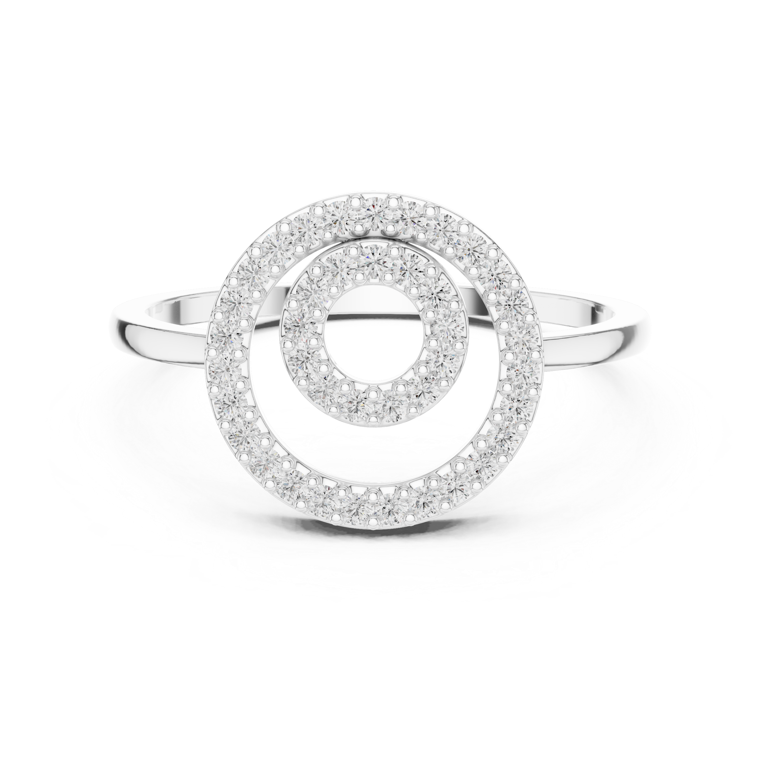 Double Circle Diamond Ring – Concentric Halo Pavé Diamond Statement Ring