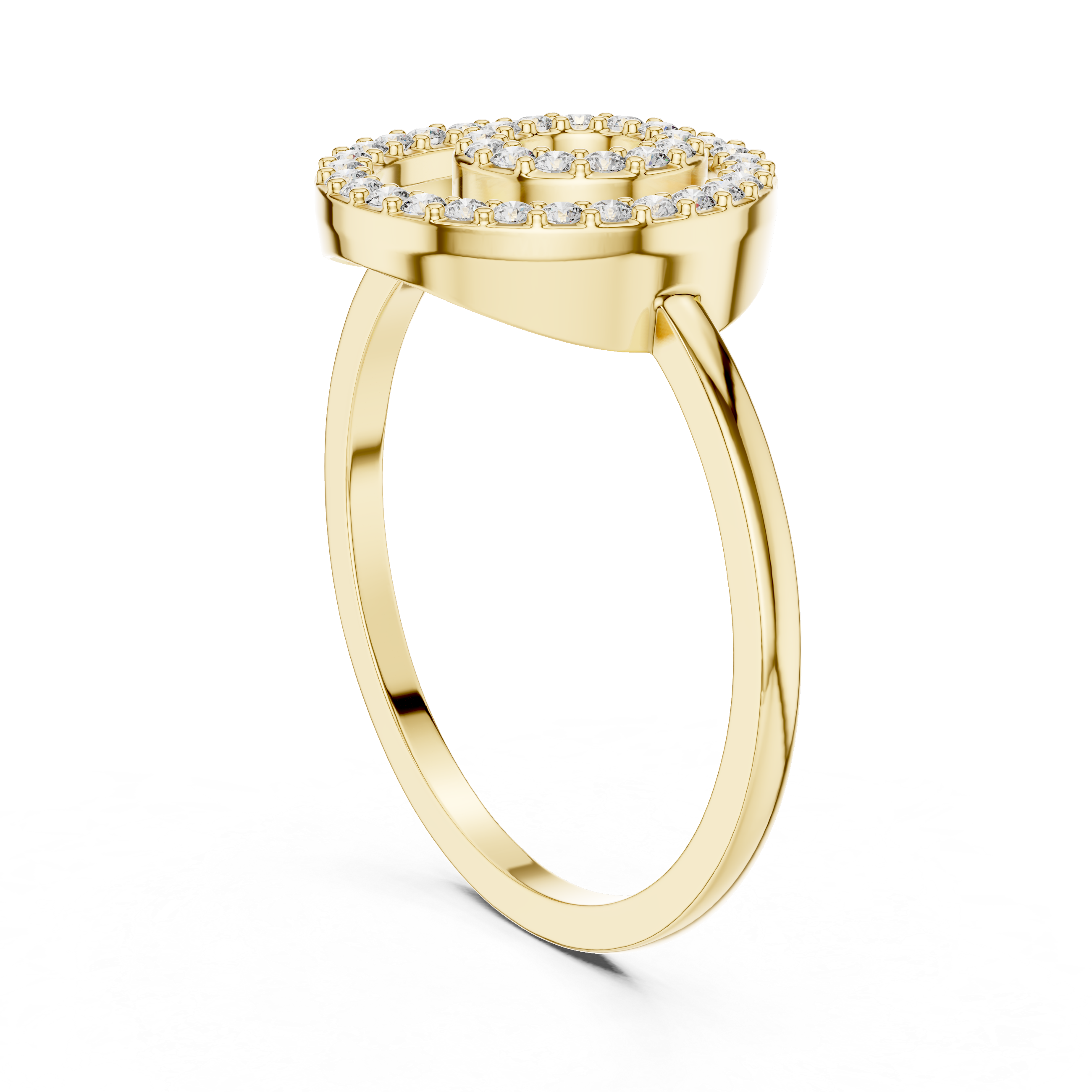 Double Circle Diamond Ring – Concentric Halo Pavé Diamond Statement Ring