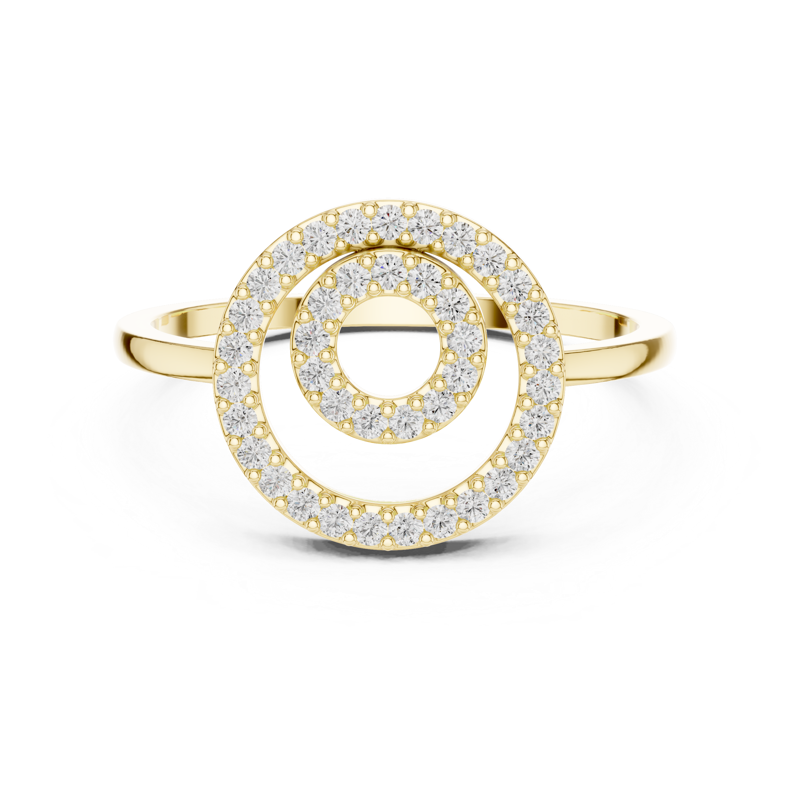 Double Circle Diamond Ring – Concentric Halo Pavé Diamond Statement Ring