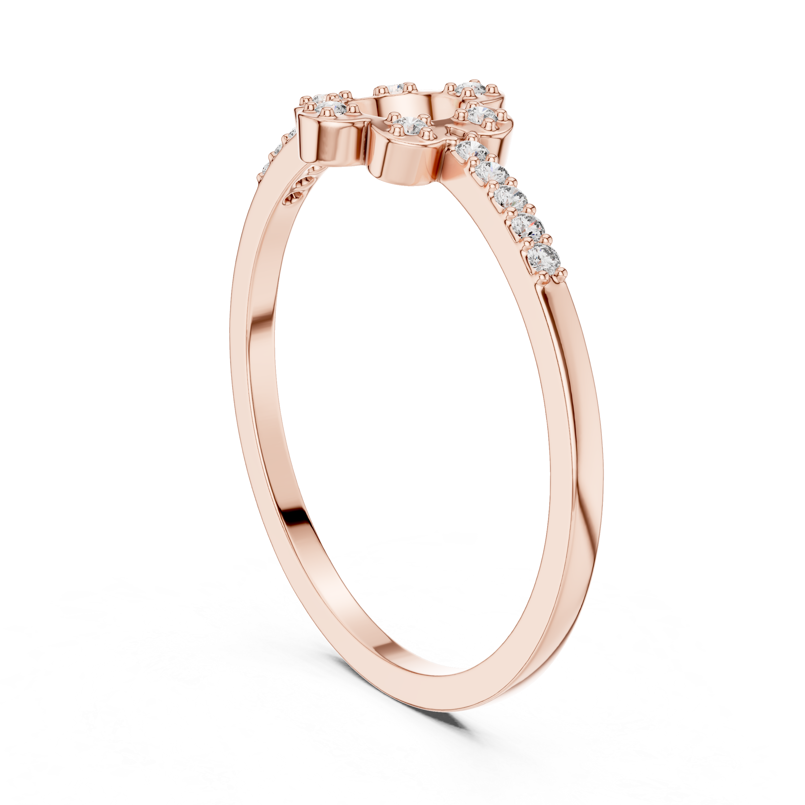 Floral Halo Diamond Ring – Open Circle Flower Diamond Ring for Women
