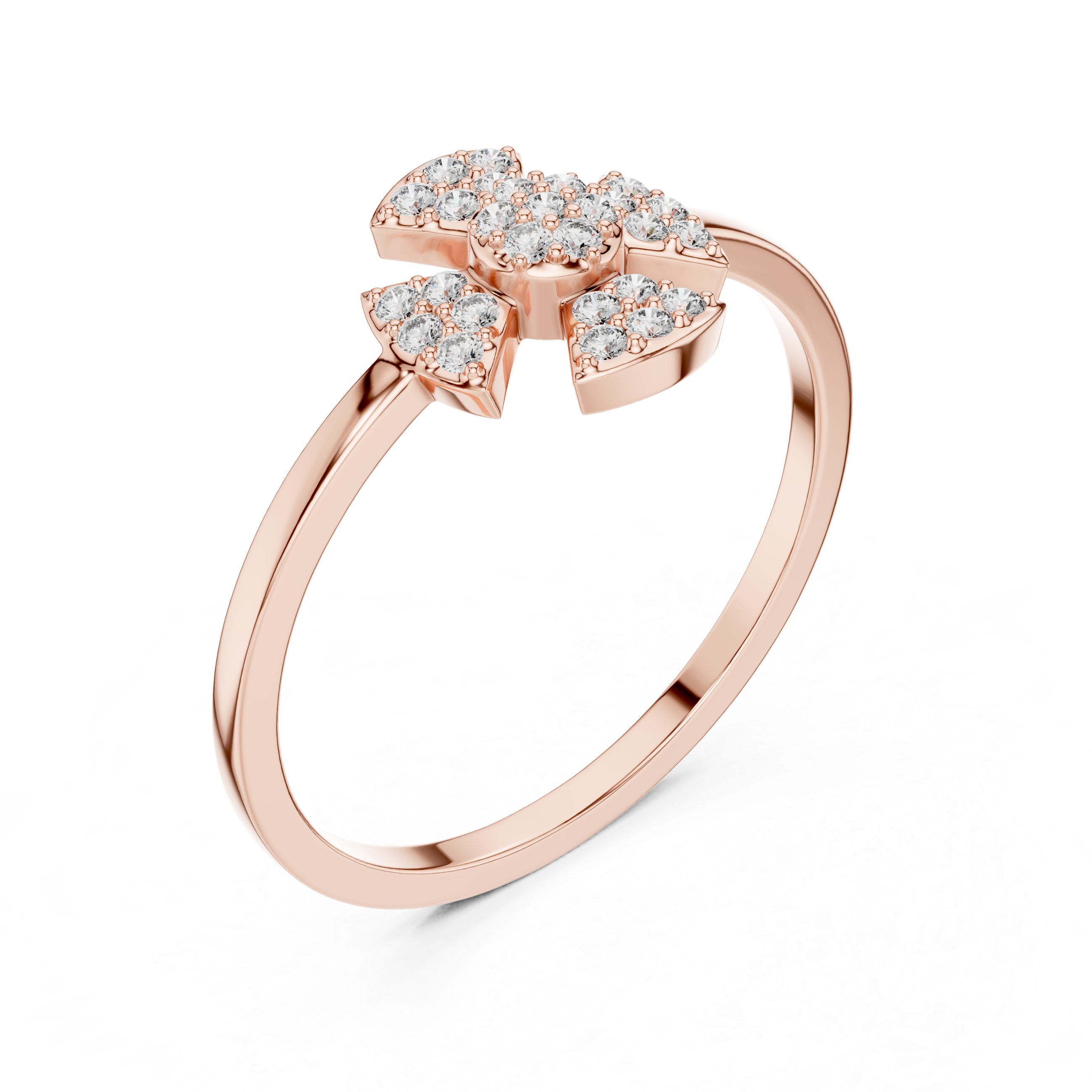Diamond Cross Cluster Ring – Minimalist Pavé Cross Ring for Women