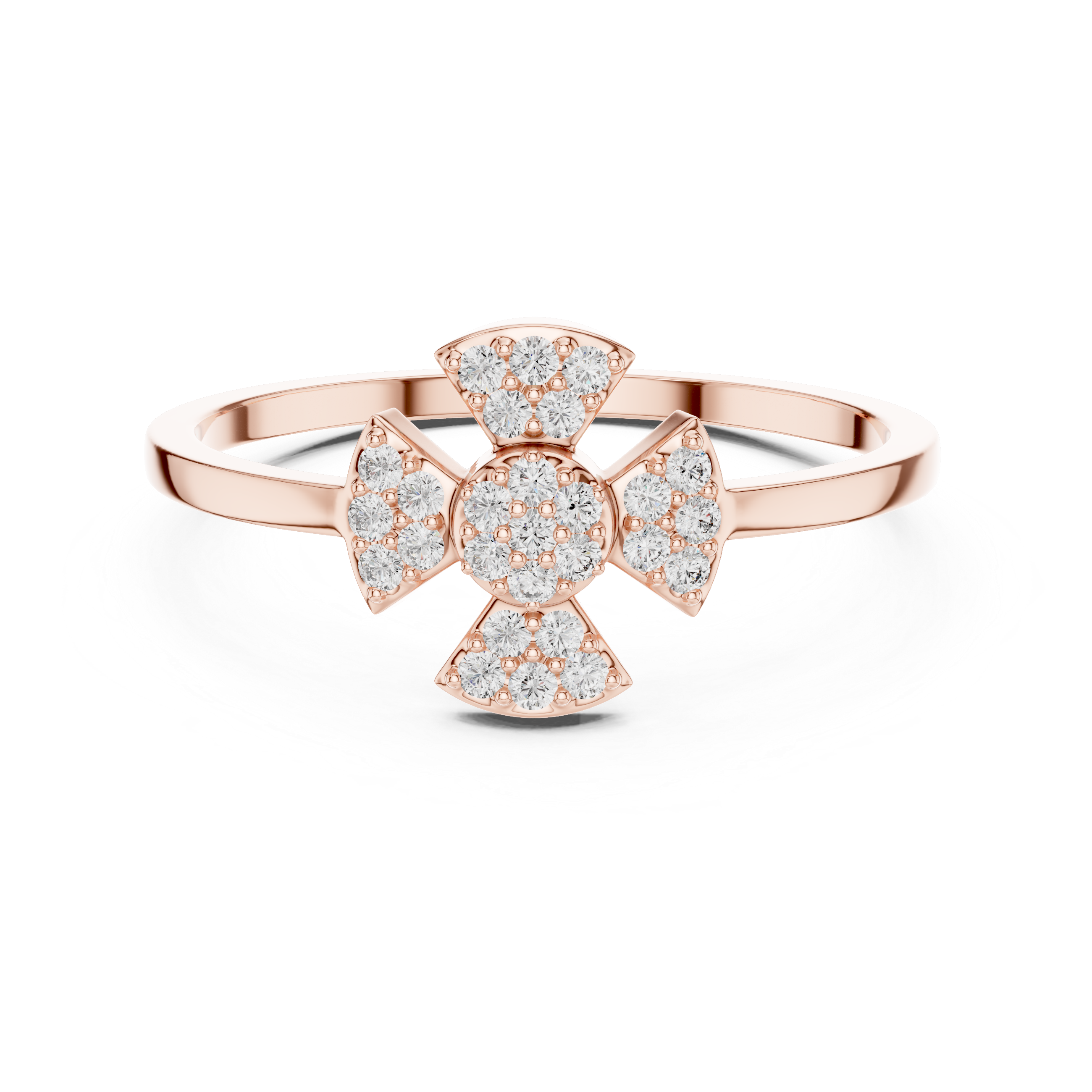 Diamond Cross Cluster Ring – Minimalist Pavé Cross Ring for Women