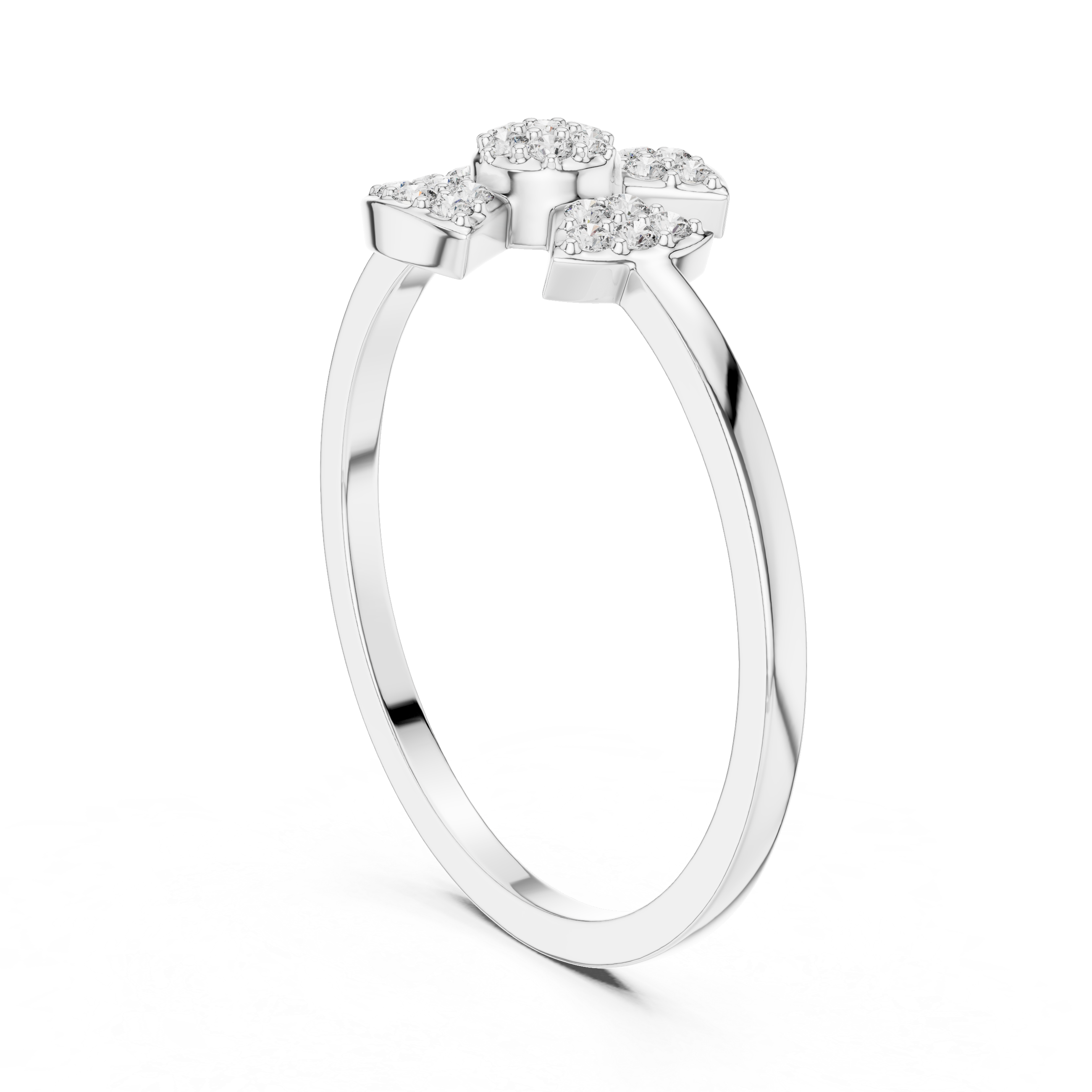 Diamond Cross Cluster Ring – Minimalist Pavé Cross Ring for Women