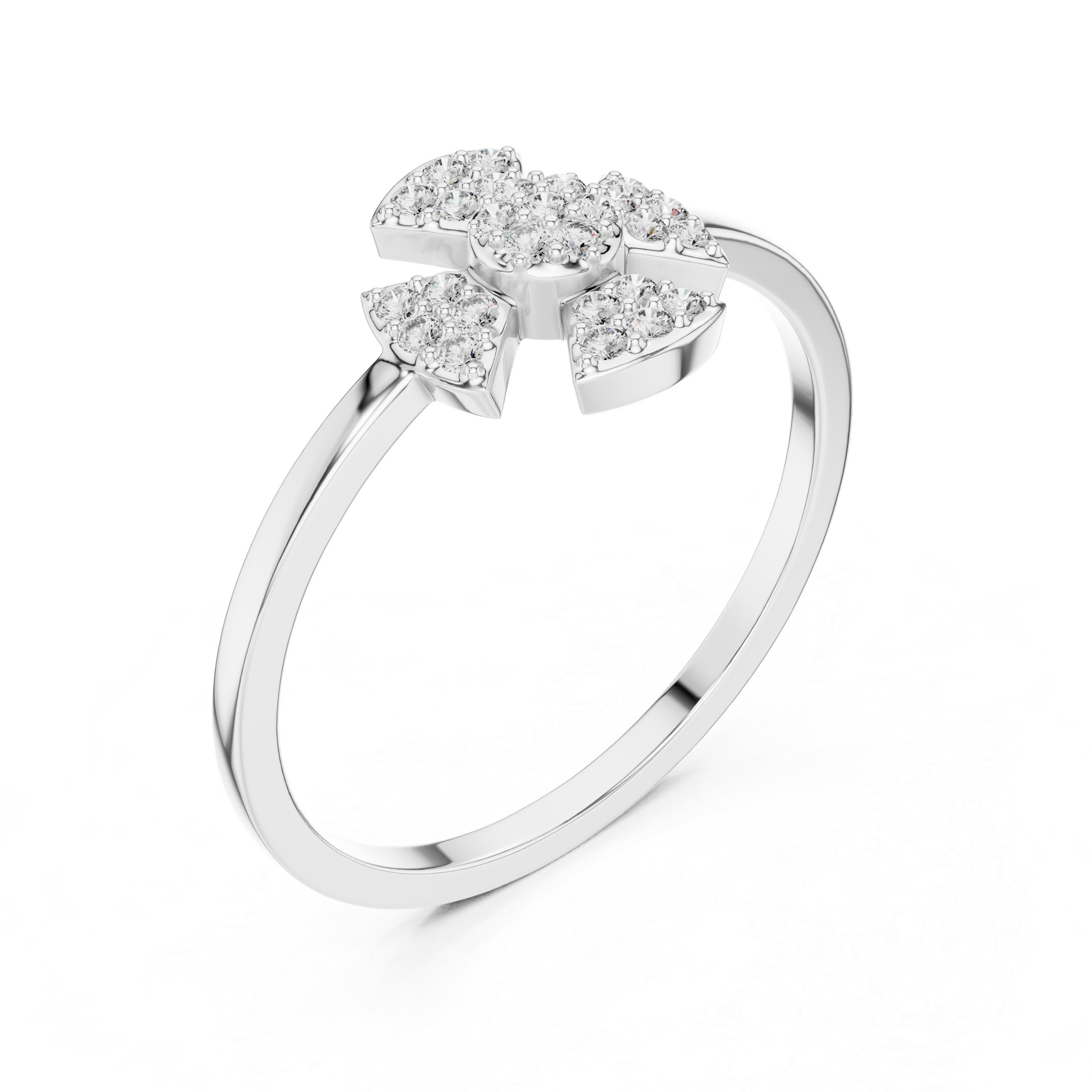 Diamond Cross Cluster Ring – Minimalist Pavé Cross Ring for Women