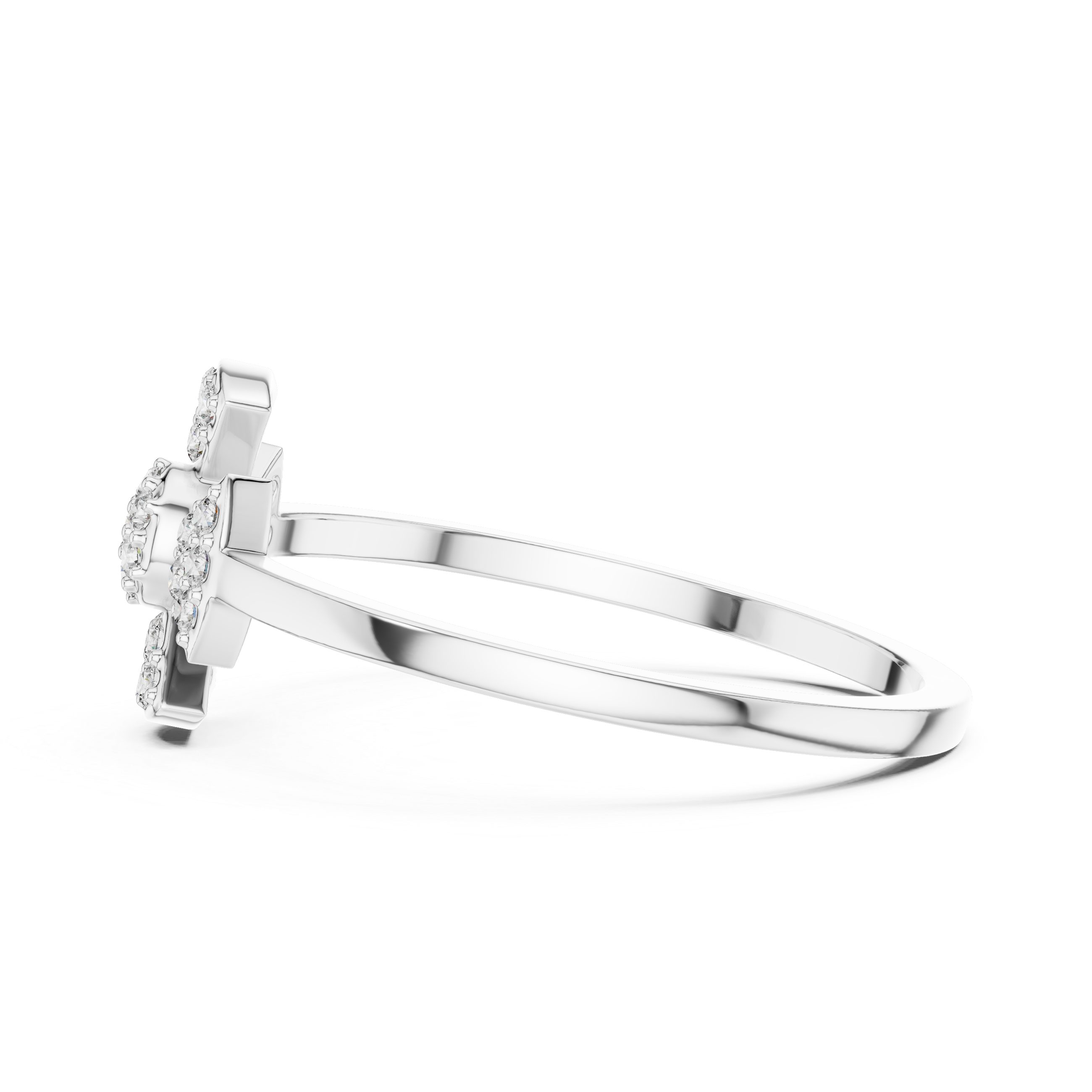 Diamond Cross Cluster Ring – Minimalist Pavé Cross Ring for Women
