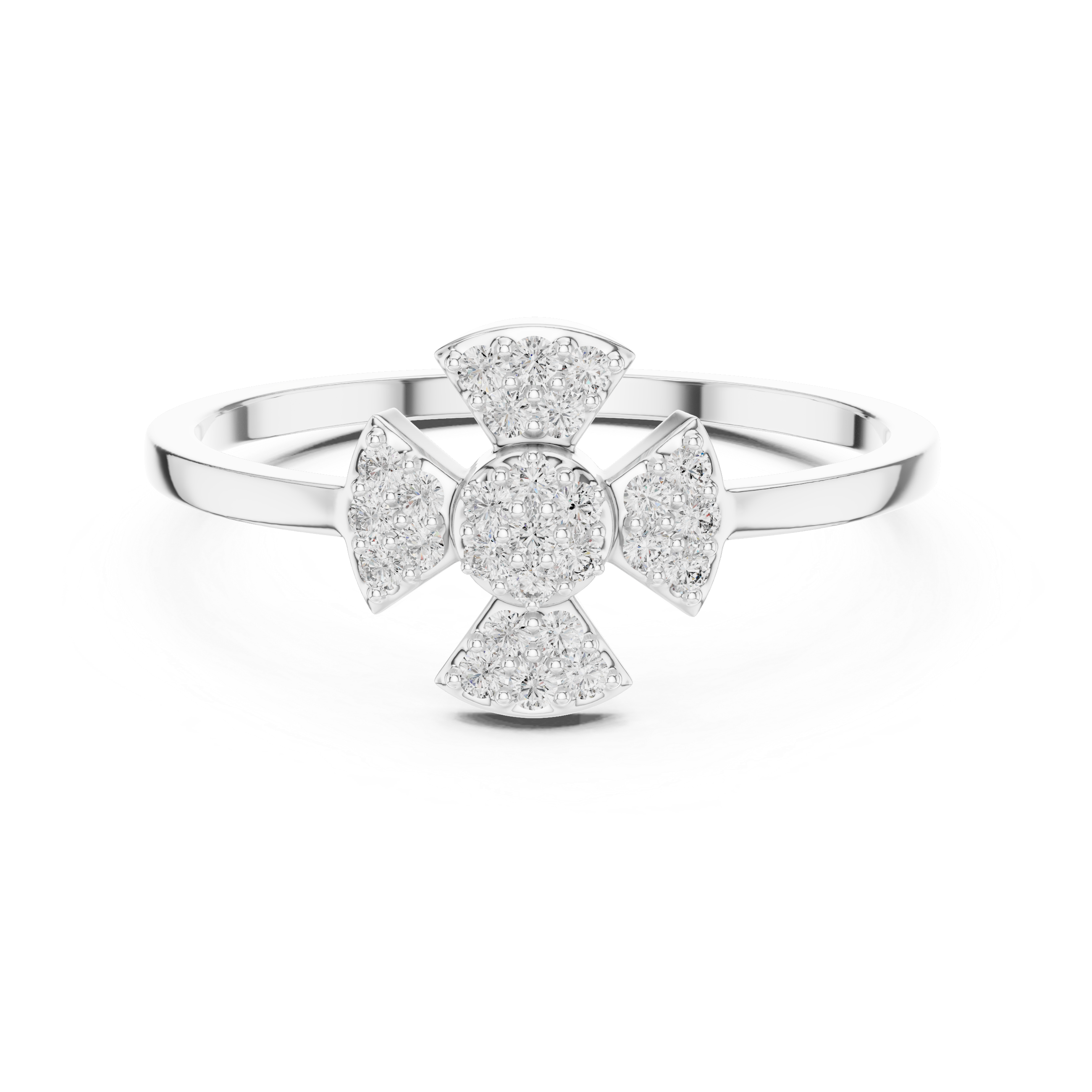 Diamond Cross Cluster Ring – Minimalist Pavé Cross Ring for Women