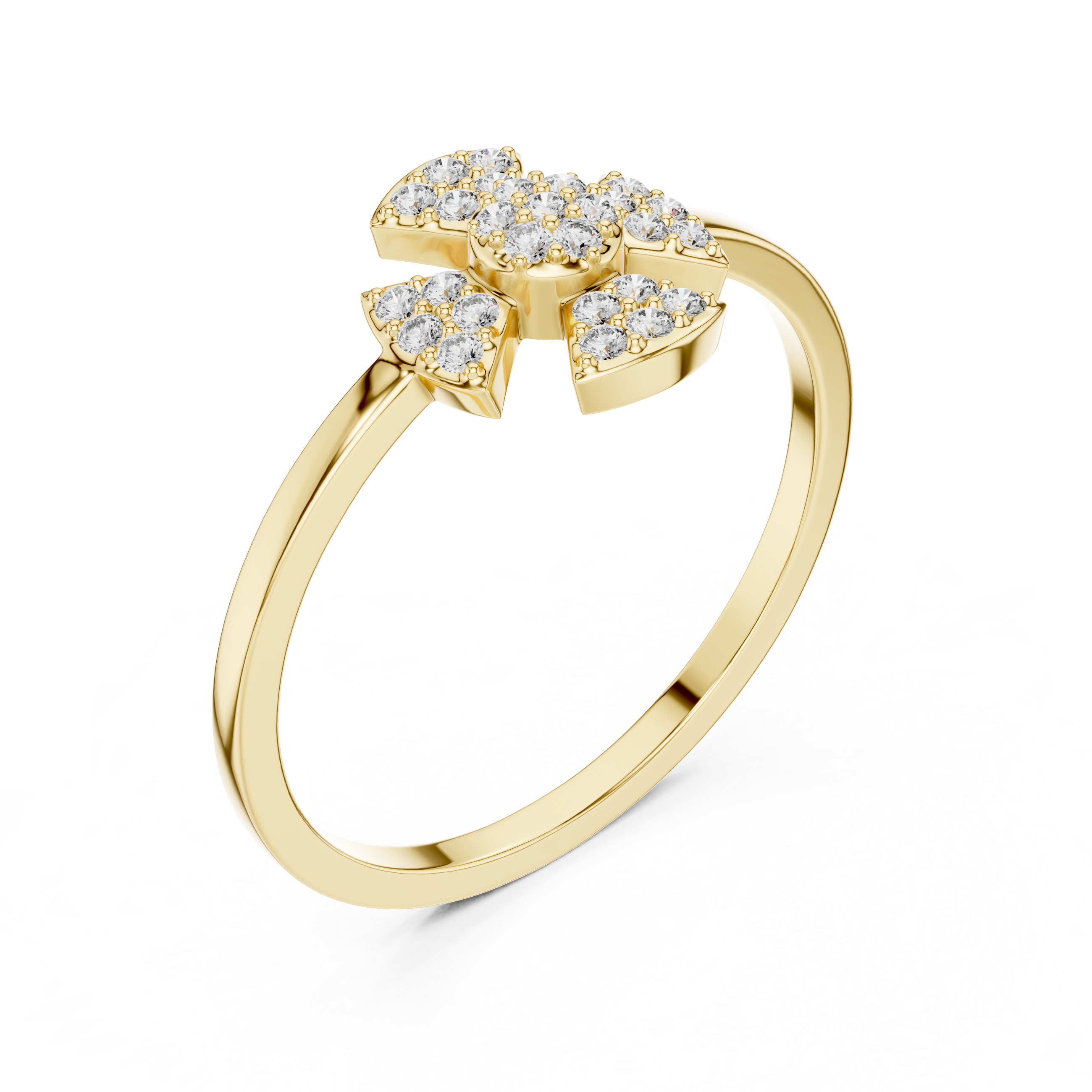 Diamond Cross Cluster Ring – Minimalist Pavé Cross Ring for Women