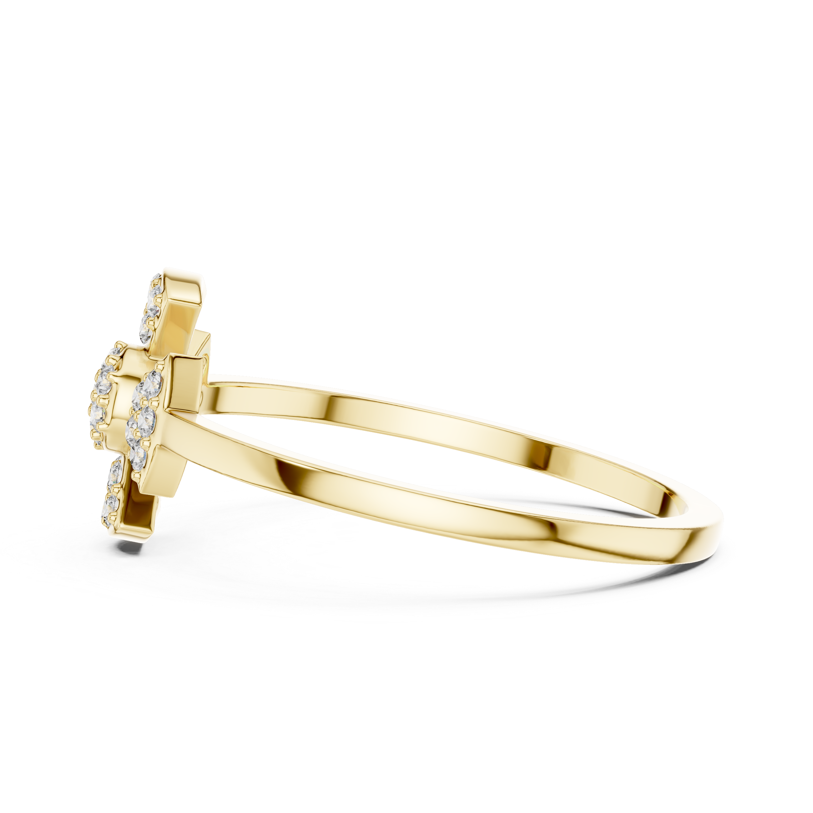 Diamond Cross Cluster Ring – Minimalist Pavé Cross Ring for Women