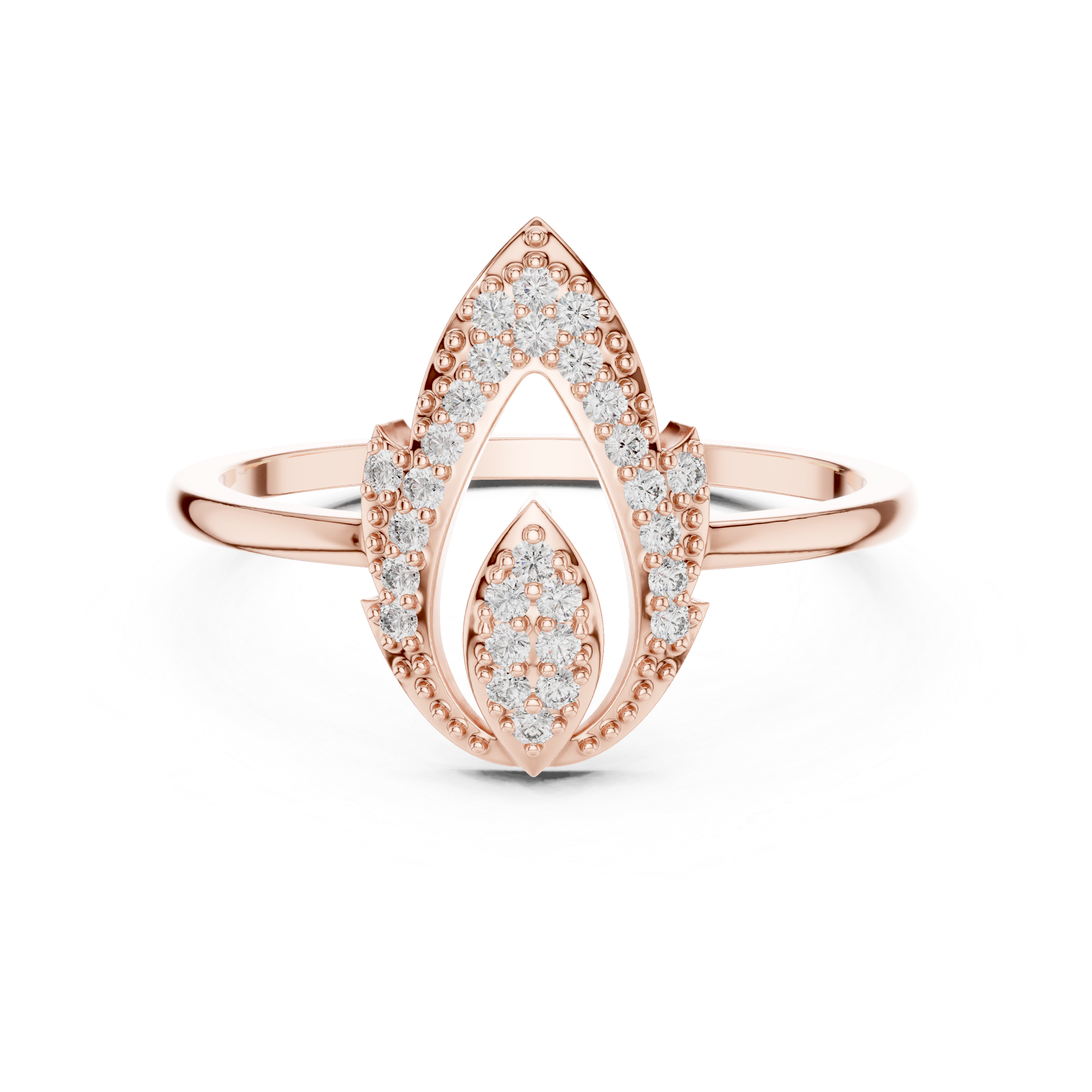 Marquise Openwork Diamond Ring – Double Marquise Pavé Statement Ring