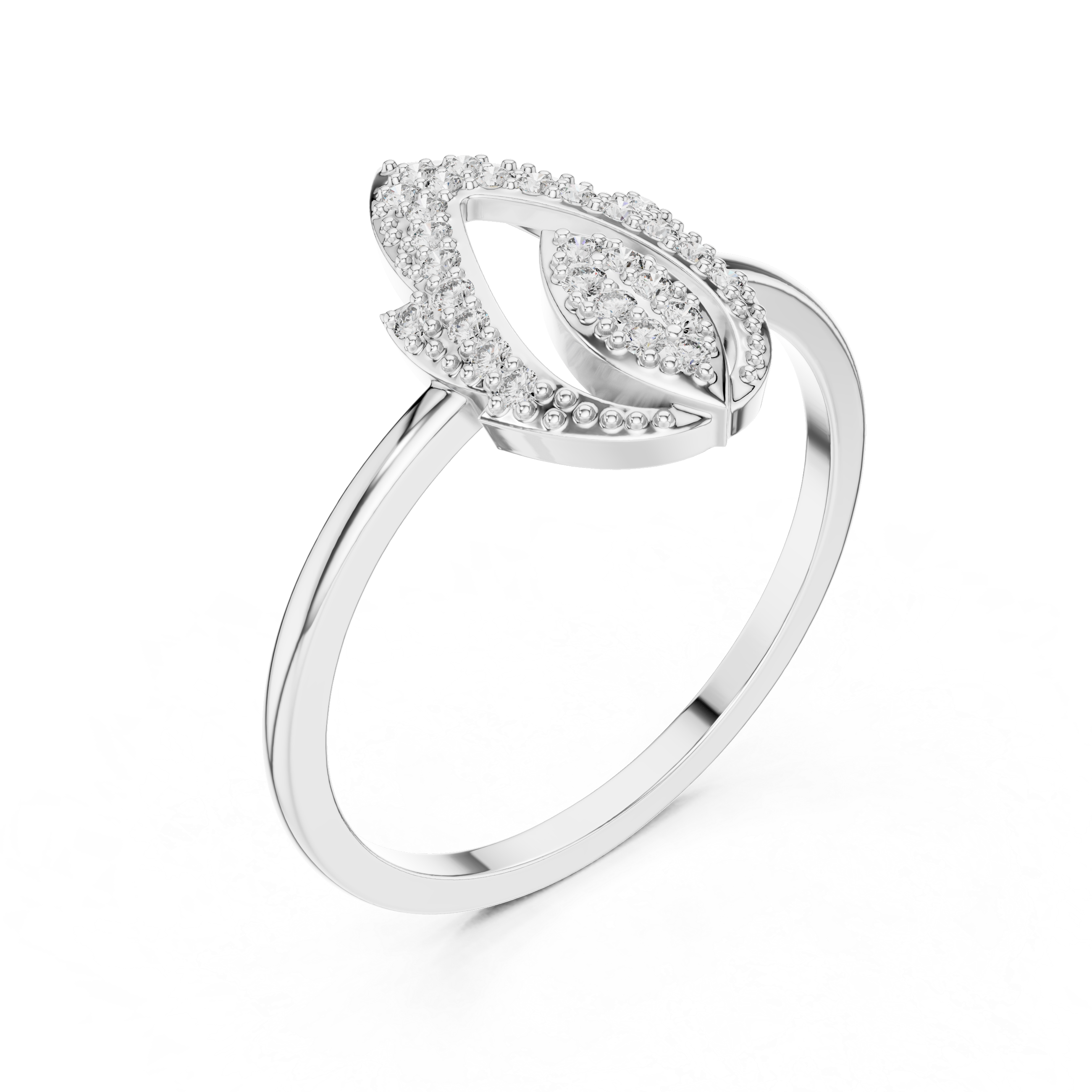 Marquise Openwork Diamond Ring – Double Marquise Pavé Statement Ring