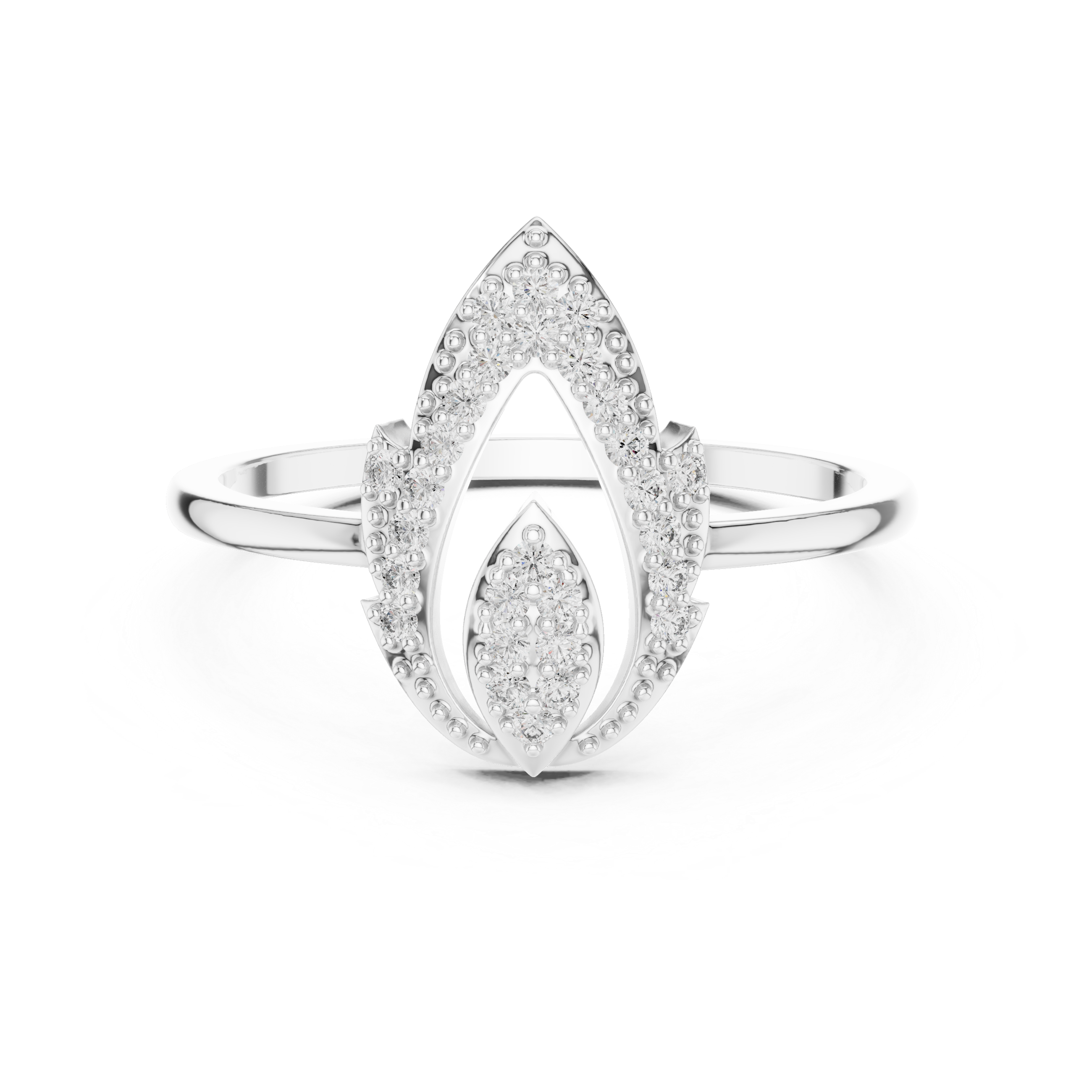 Marquise Openwork Diamond Ring – Double Marquise Pavé Statement Ring
