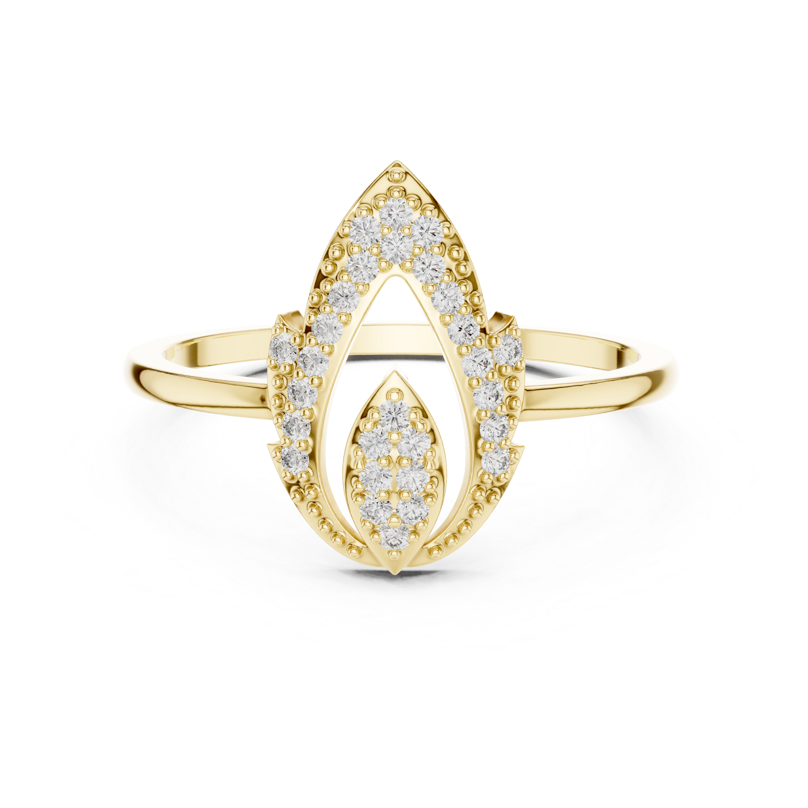 Marquise Openwork Diamond Ring – Double Marquise Pavé Statement Ring