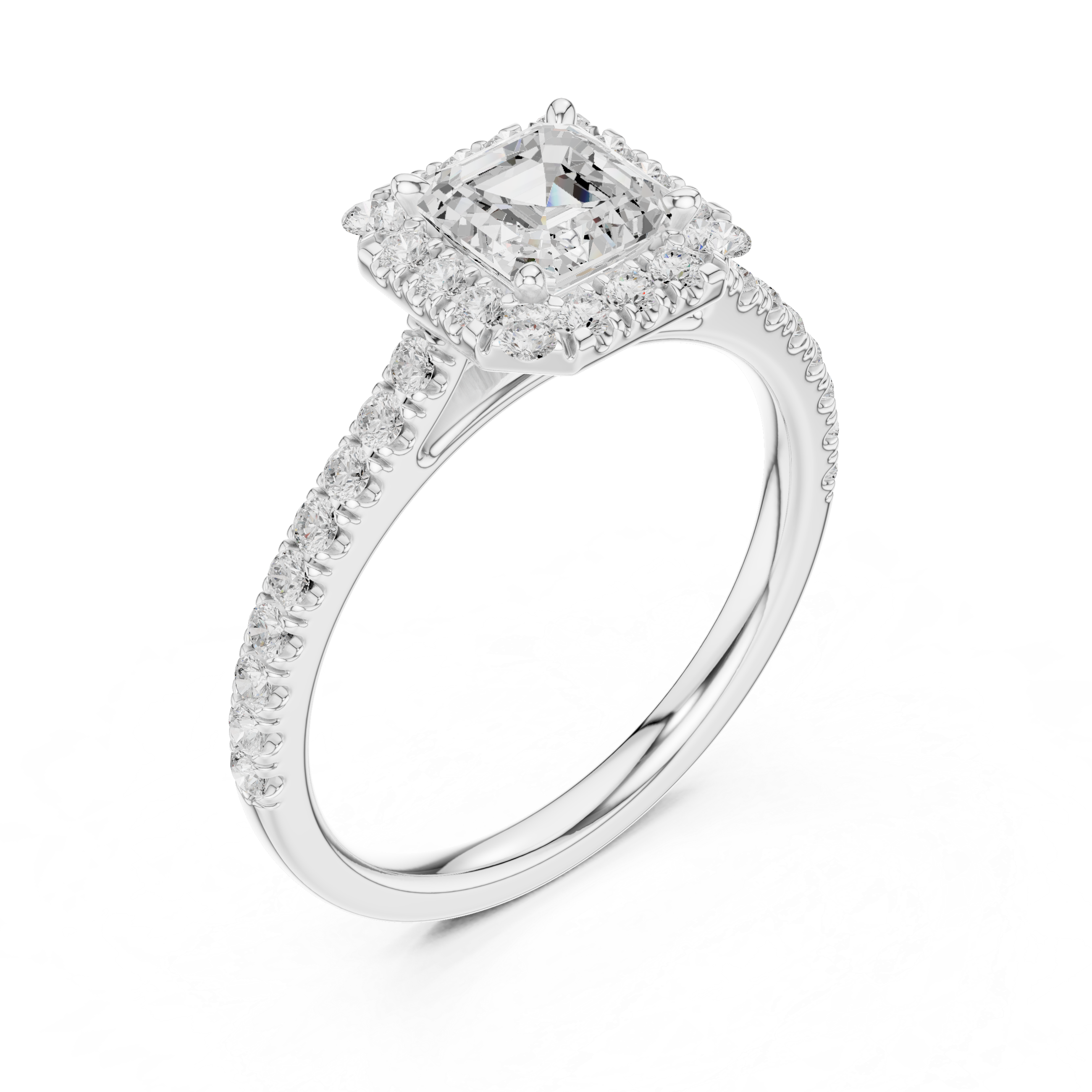 Princess Cut Halo Pavé Engagement Ring