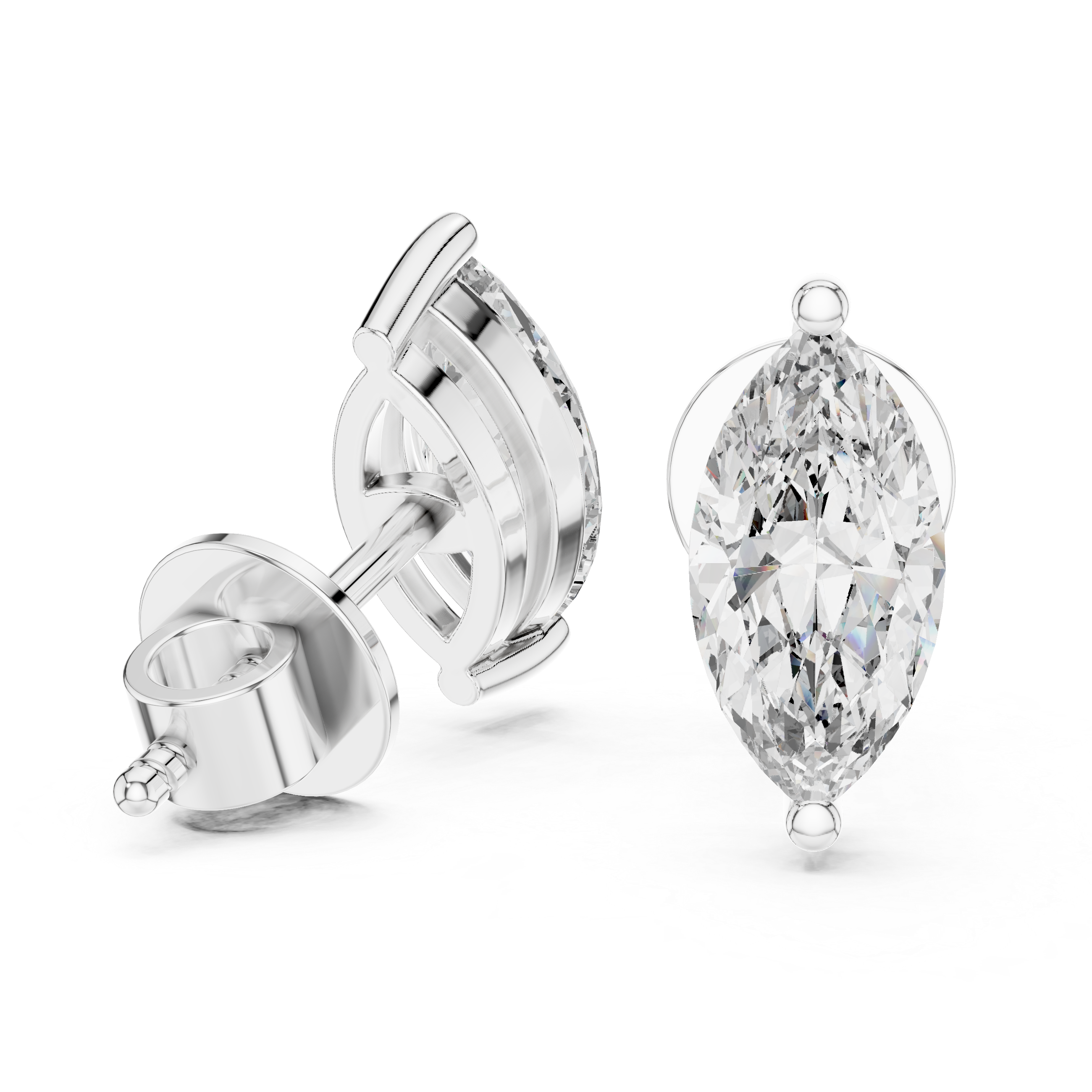 Marquise Cut Solitaire Stud Earrings – Elegant & Timeless Design
