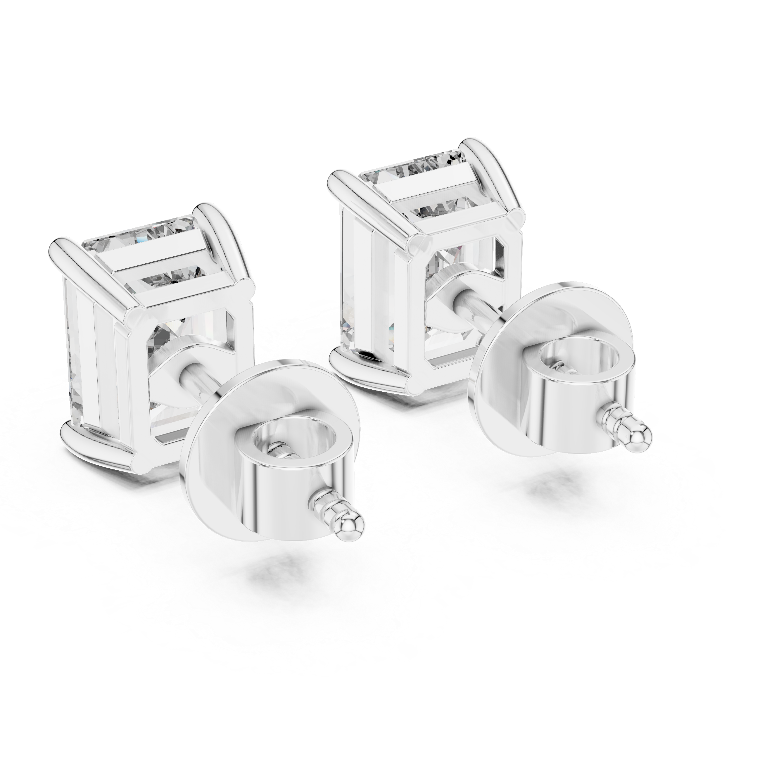 Emerald Cut Solitaire Stud Earrings – Minimal & Timeless Elegance