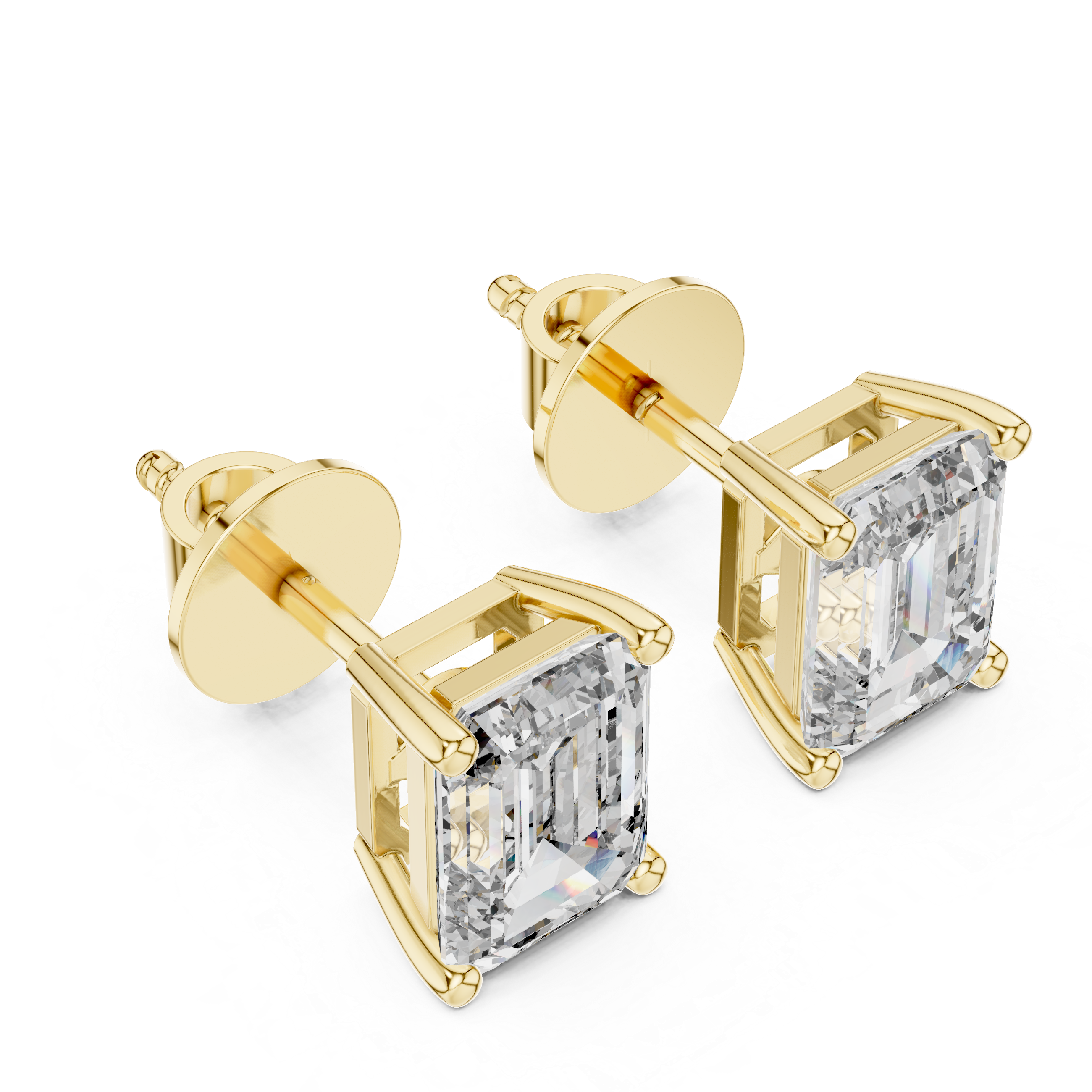 Emerald Cut Solitaire Stud Earrings – Minimal & Timeless Elegance