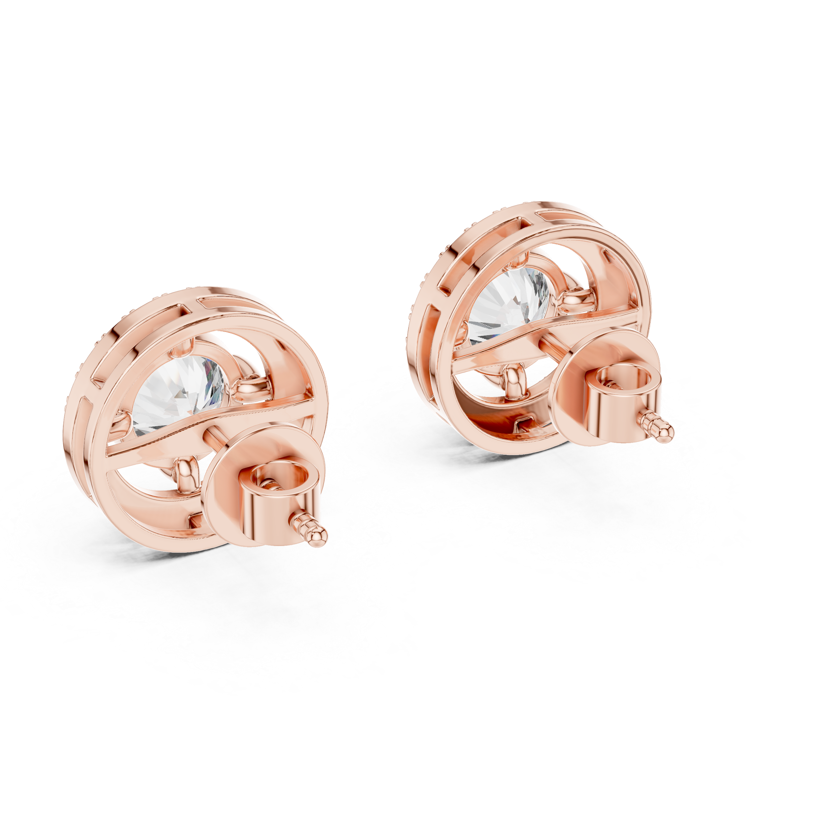 Classic Halo Round Diamond Stud Earrings – Timeless Brilliance