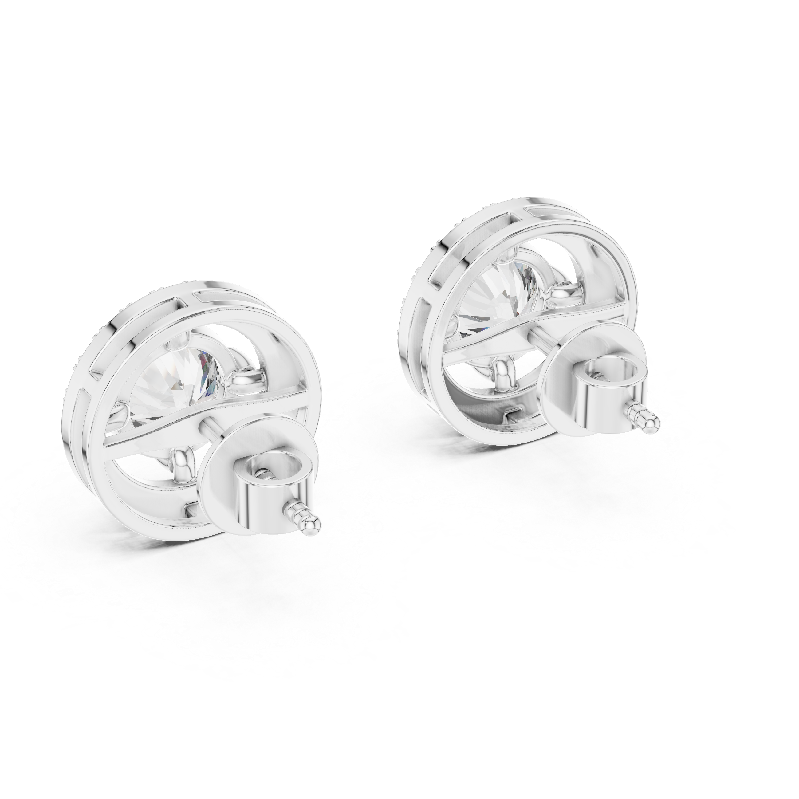 Classic Halo Round Diamond Stud Earrings – Timeless Brilliance