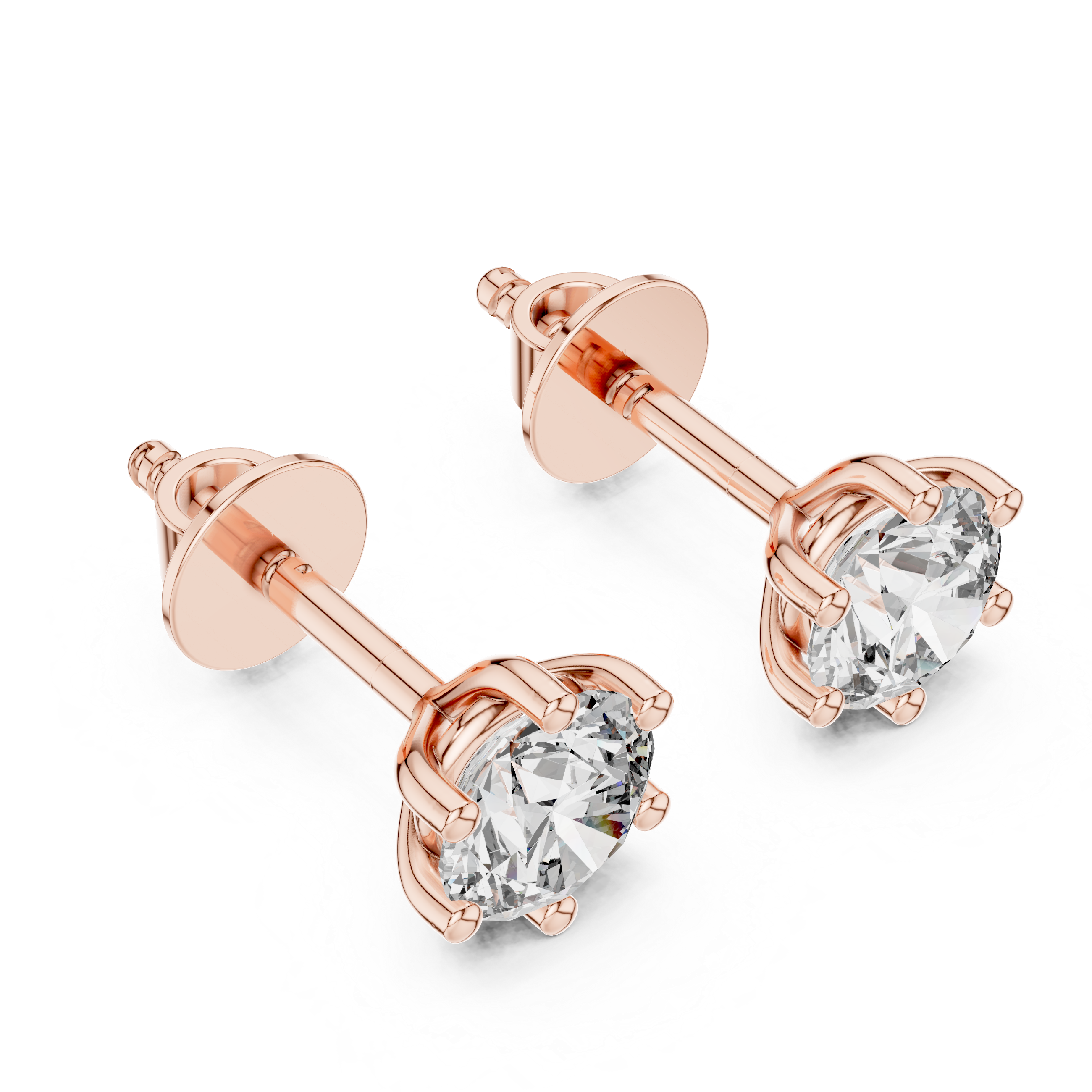 Classic Round Solitaire Stud Earrings – 6 Prong Setting