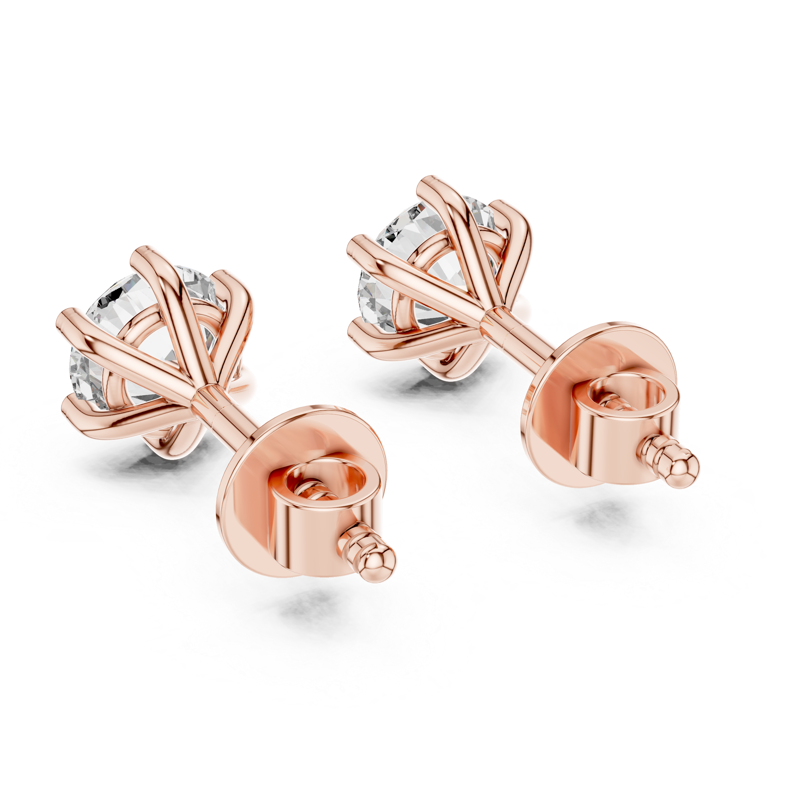 Classic Round Solitaire Stud Earrings – 6 Prong Setting