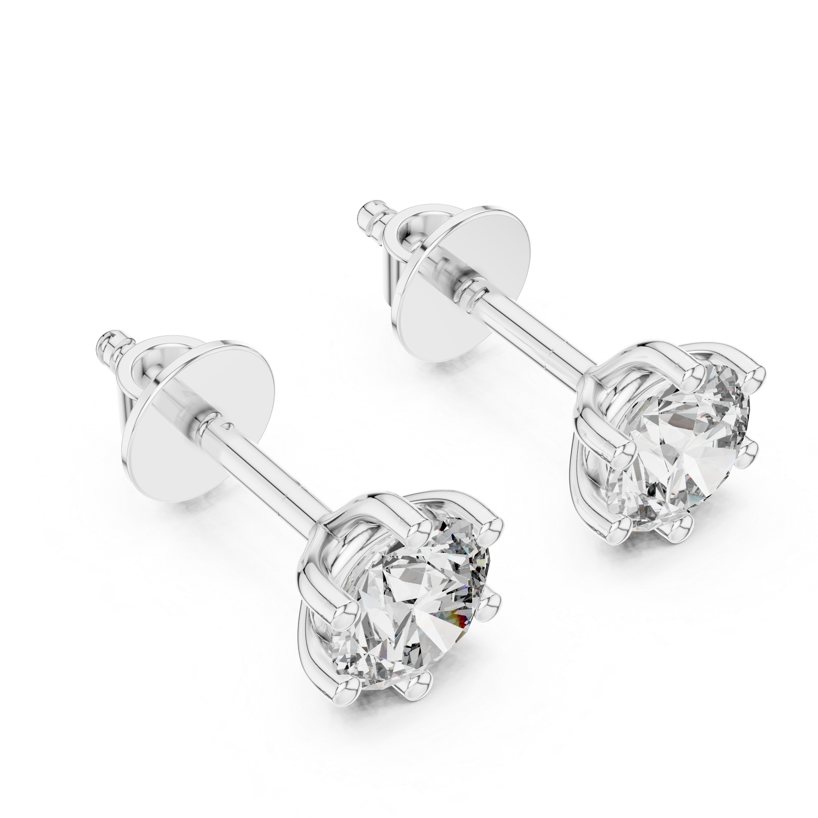 Classic Round Solitaire Stud Earrings – 6 Prong Setting