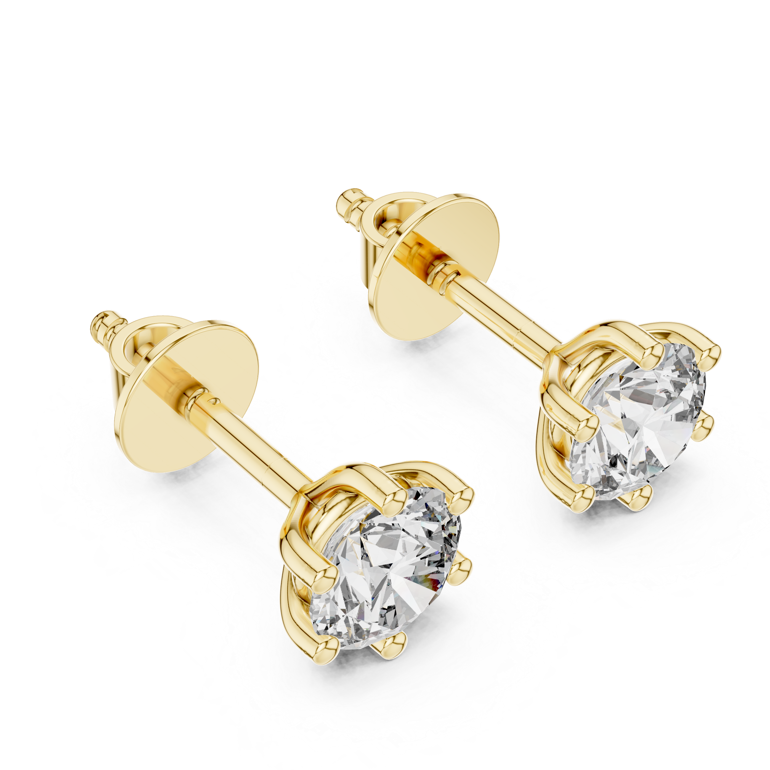 Classic Round Solitaire Stud Earrings – 6 Prong Setting