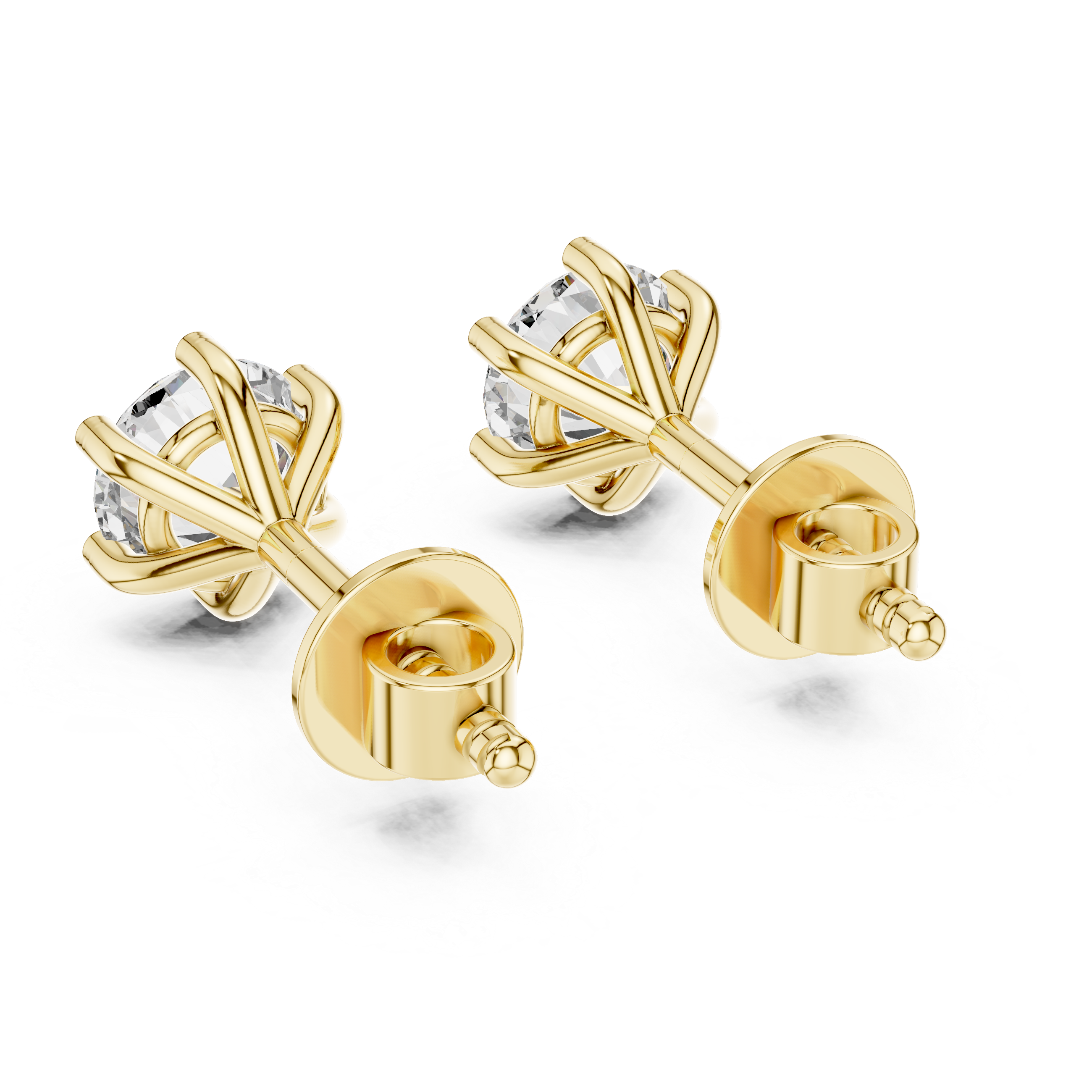 Classic Round Solitaire Stud Earrings – 6 Prong Setting