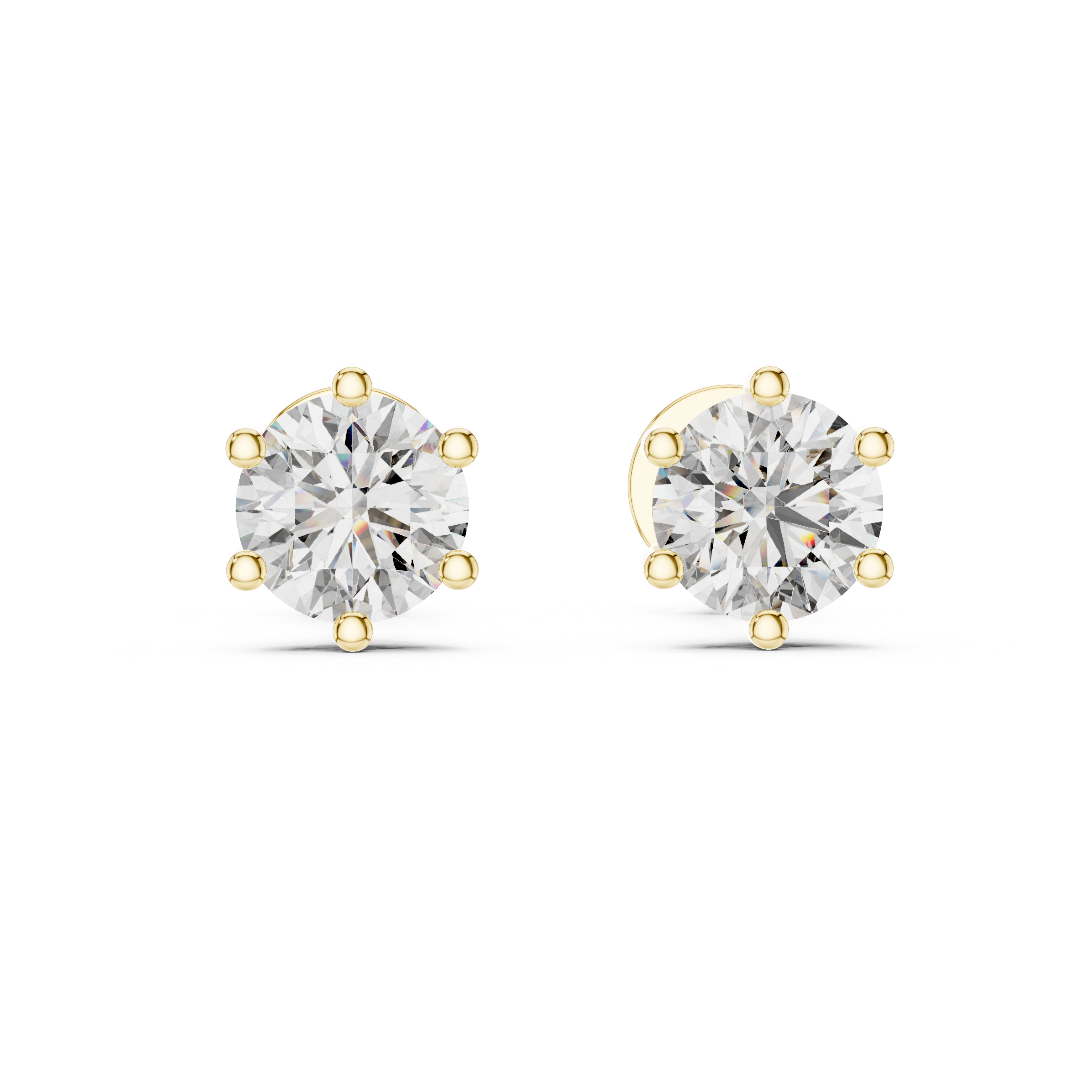 Classic Round Solitaire Stud Earrings – 6 Prong Setting