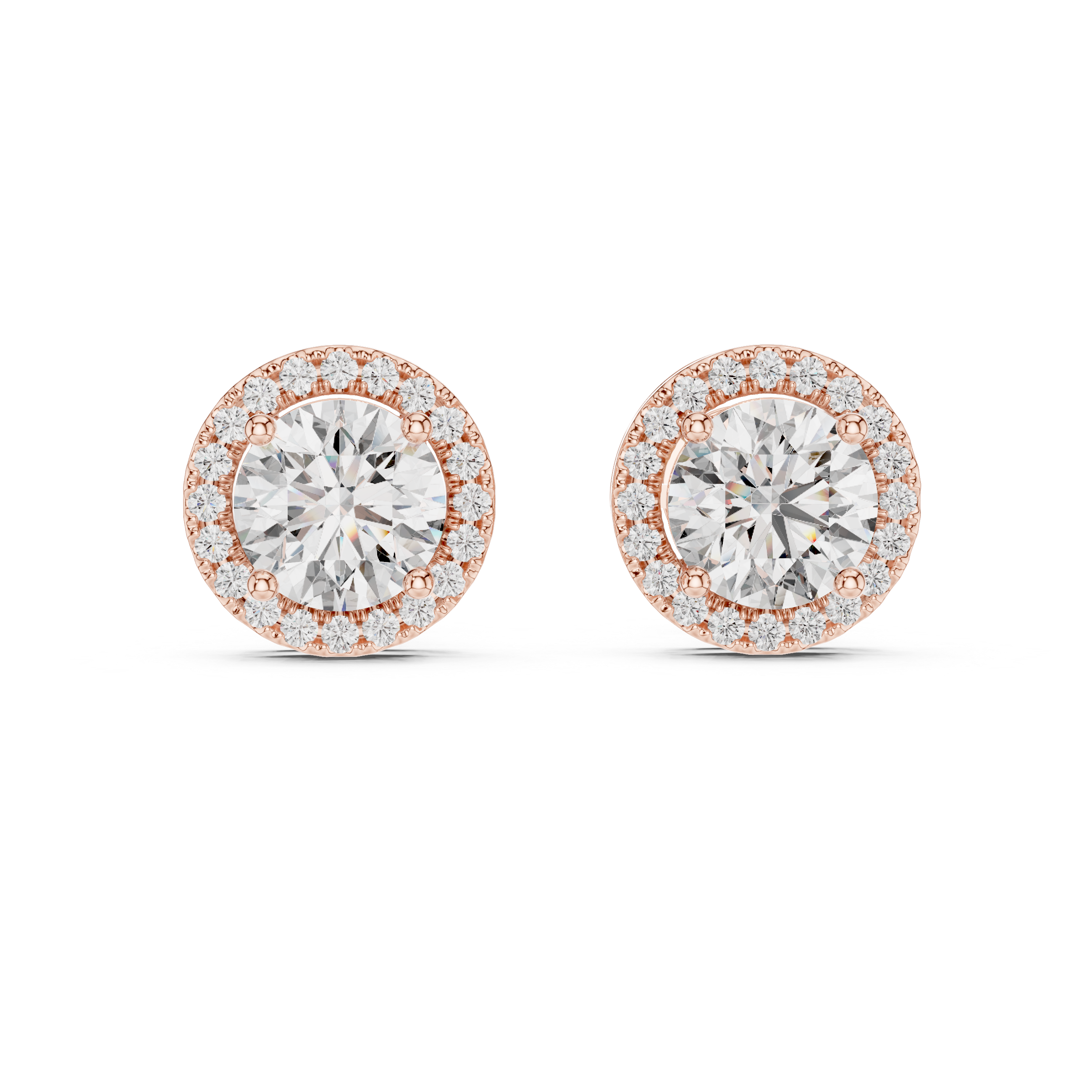Round Halo Diamond Stud Earrings