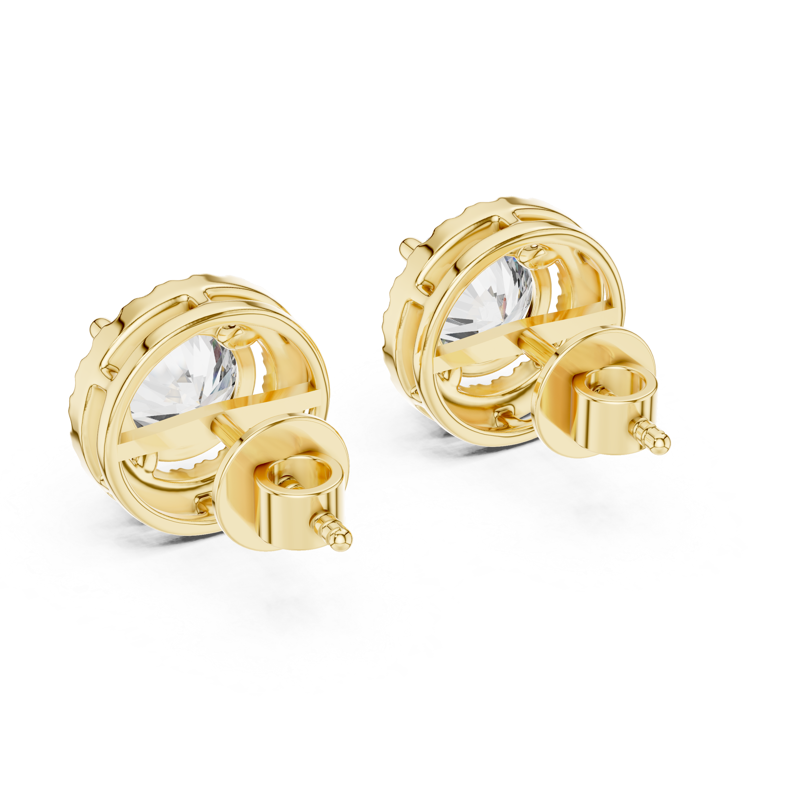 Round Halo Diamond Stud Earrings