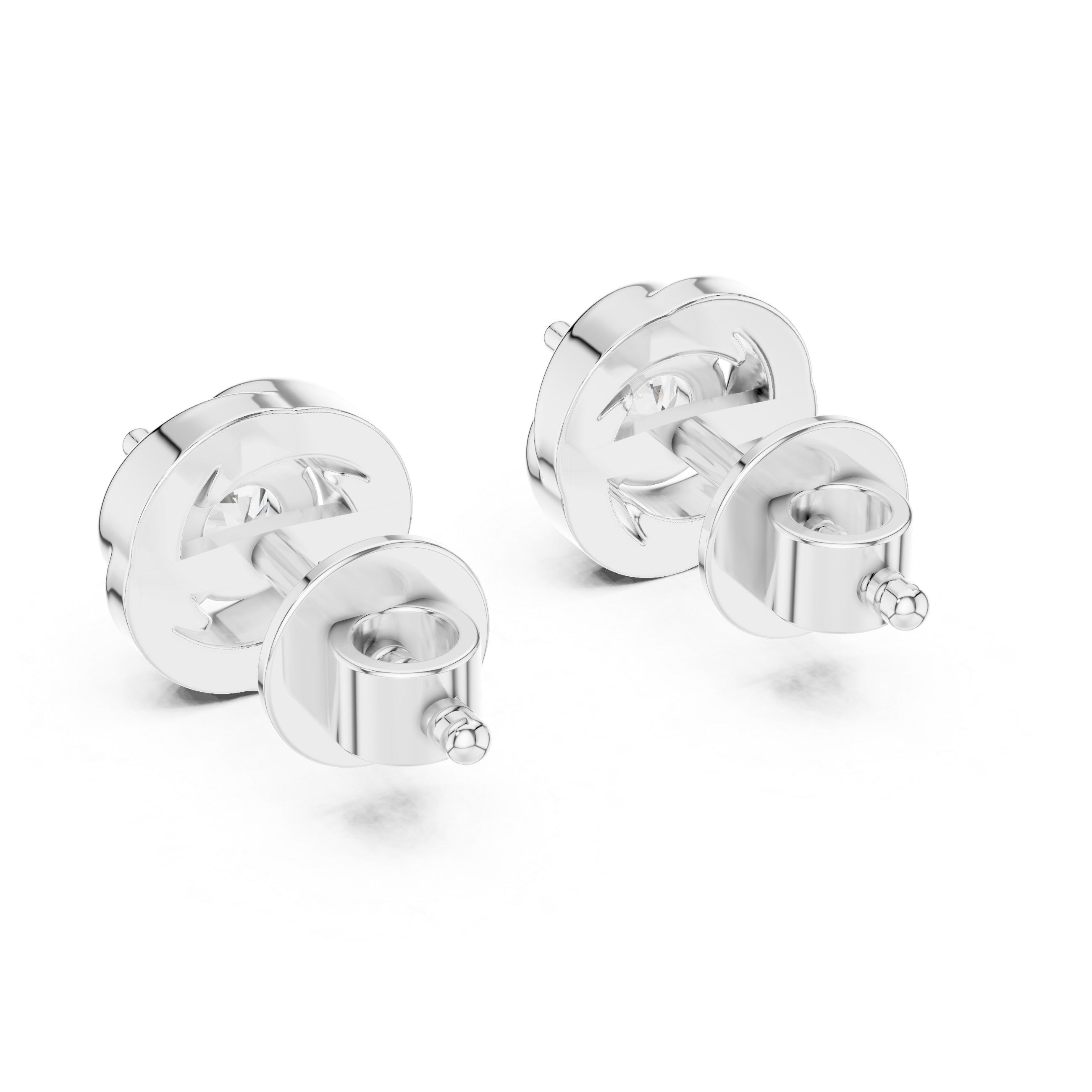 Twisted Halo Round Diamond Stud Earrings