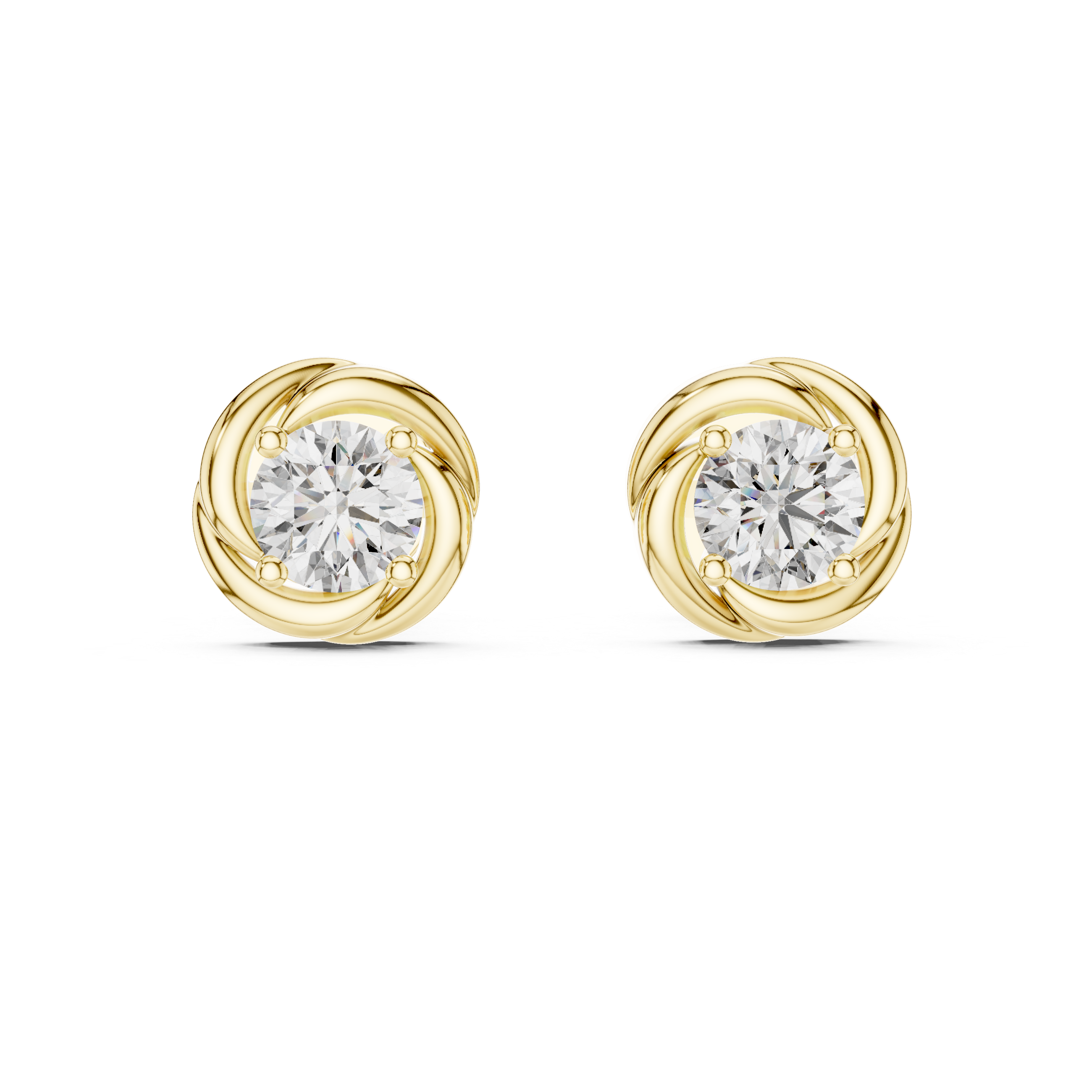 Twisted Halo Round Diamond Stud Earrings
