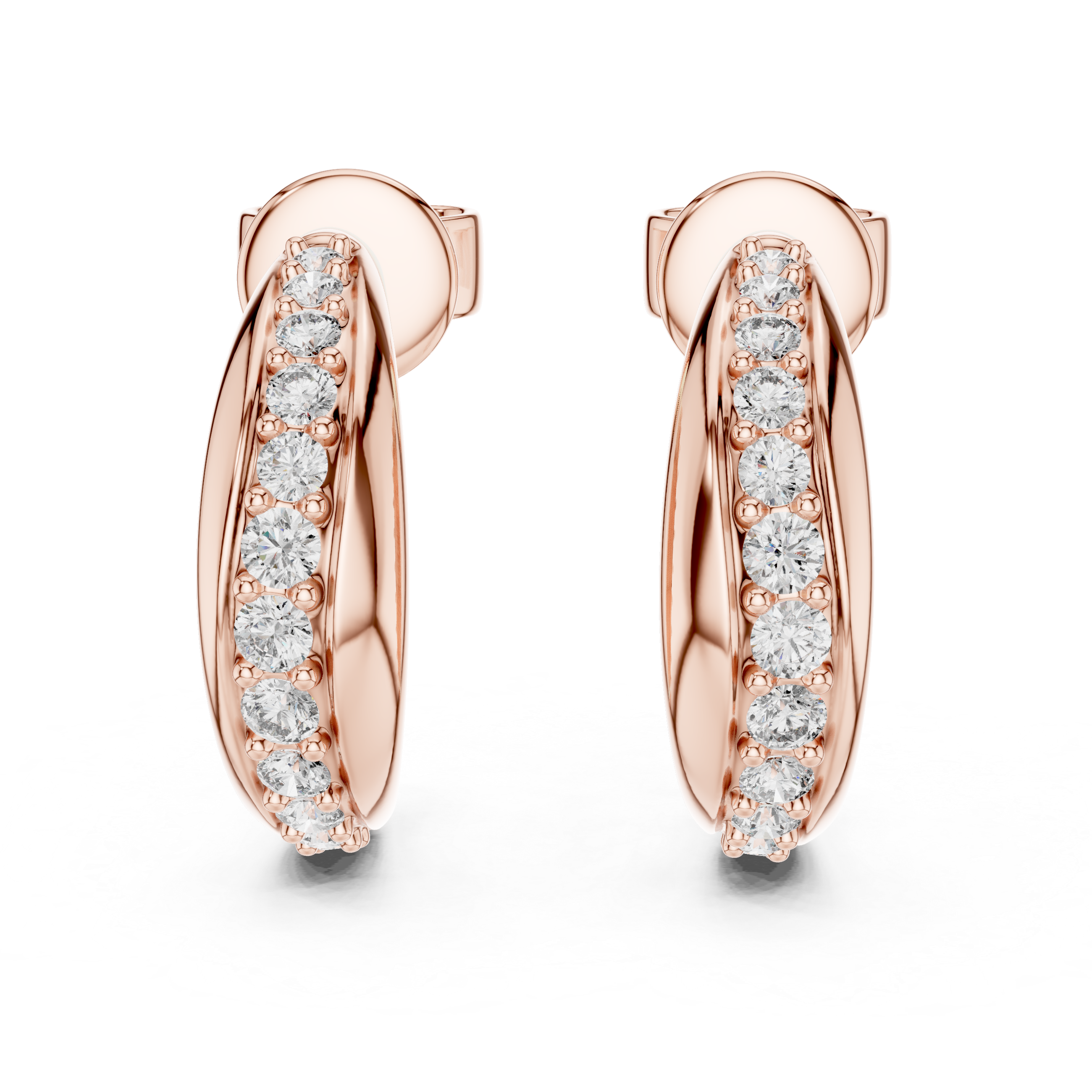 Graduated Pavé Diamond Hoop Earrings