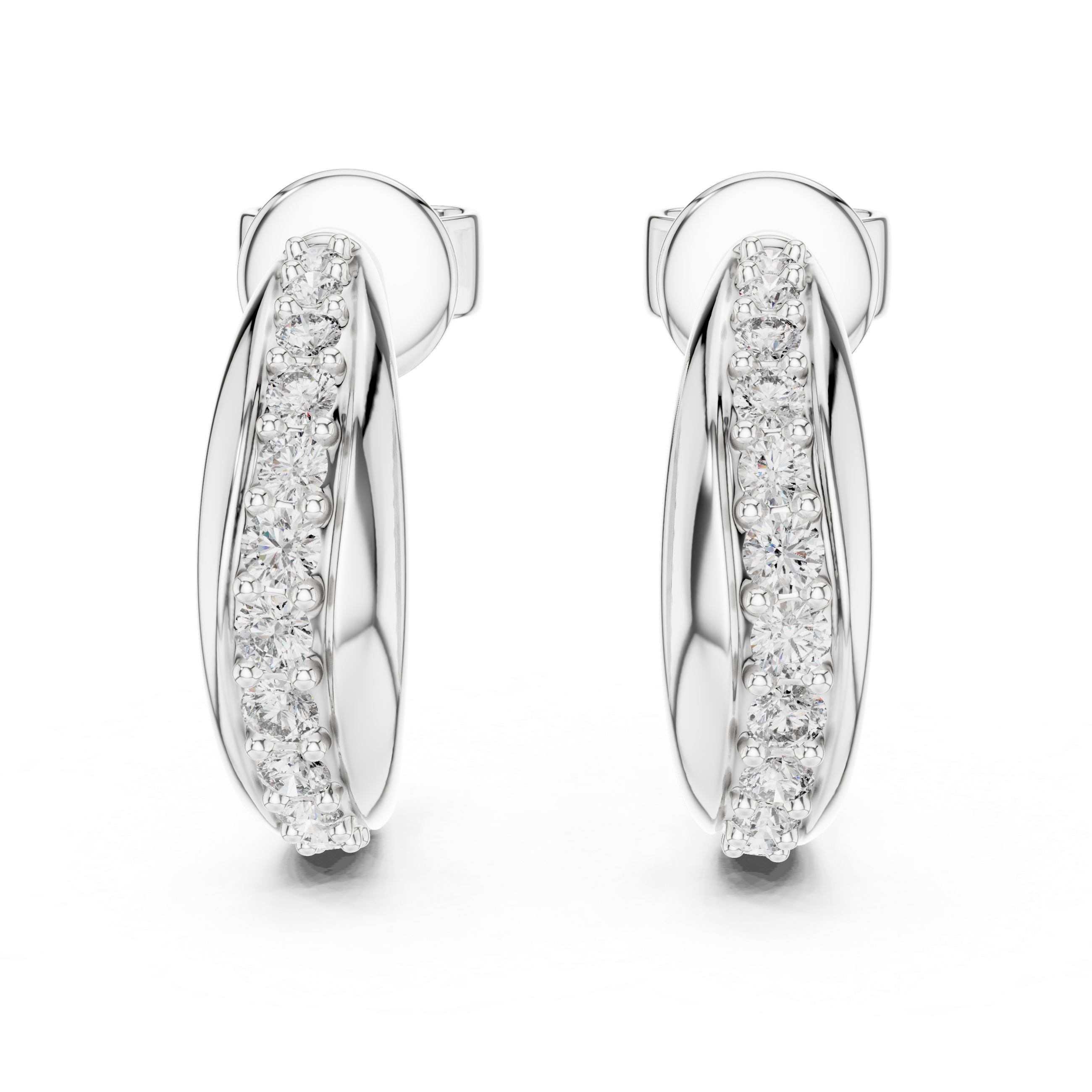 Graduated Pavé Diamond Hoop Earrings