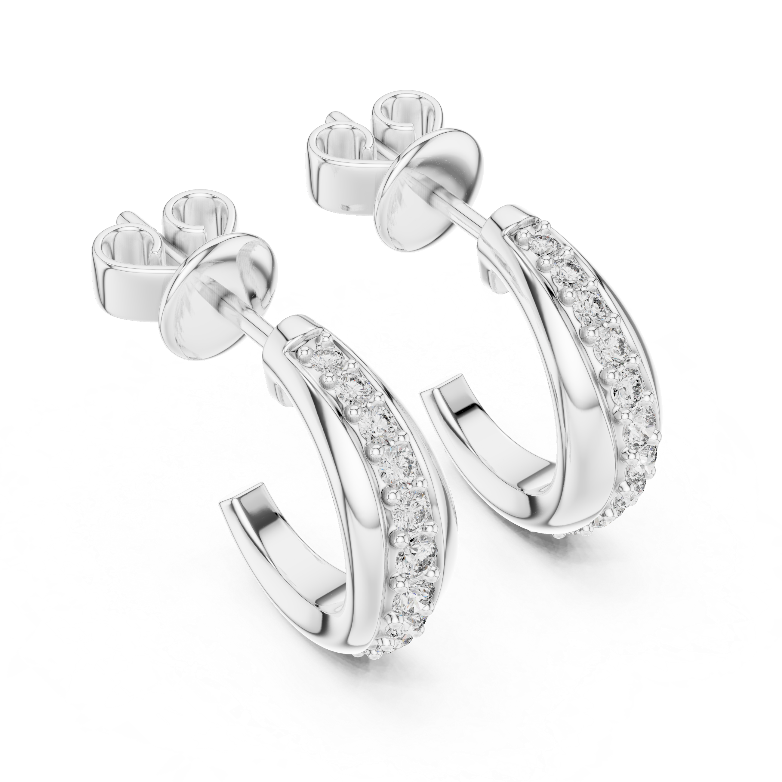 Graduated Pavé Diamond Hoop Earrings