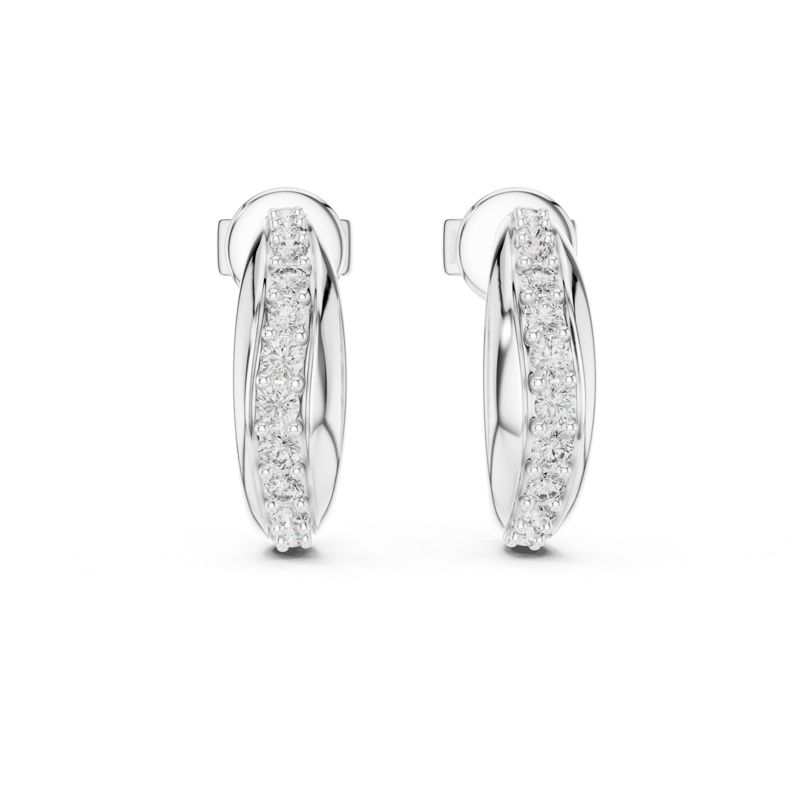 Graduated Pavé Diamond Hoop Earrings